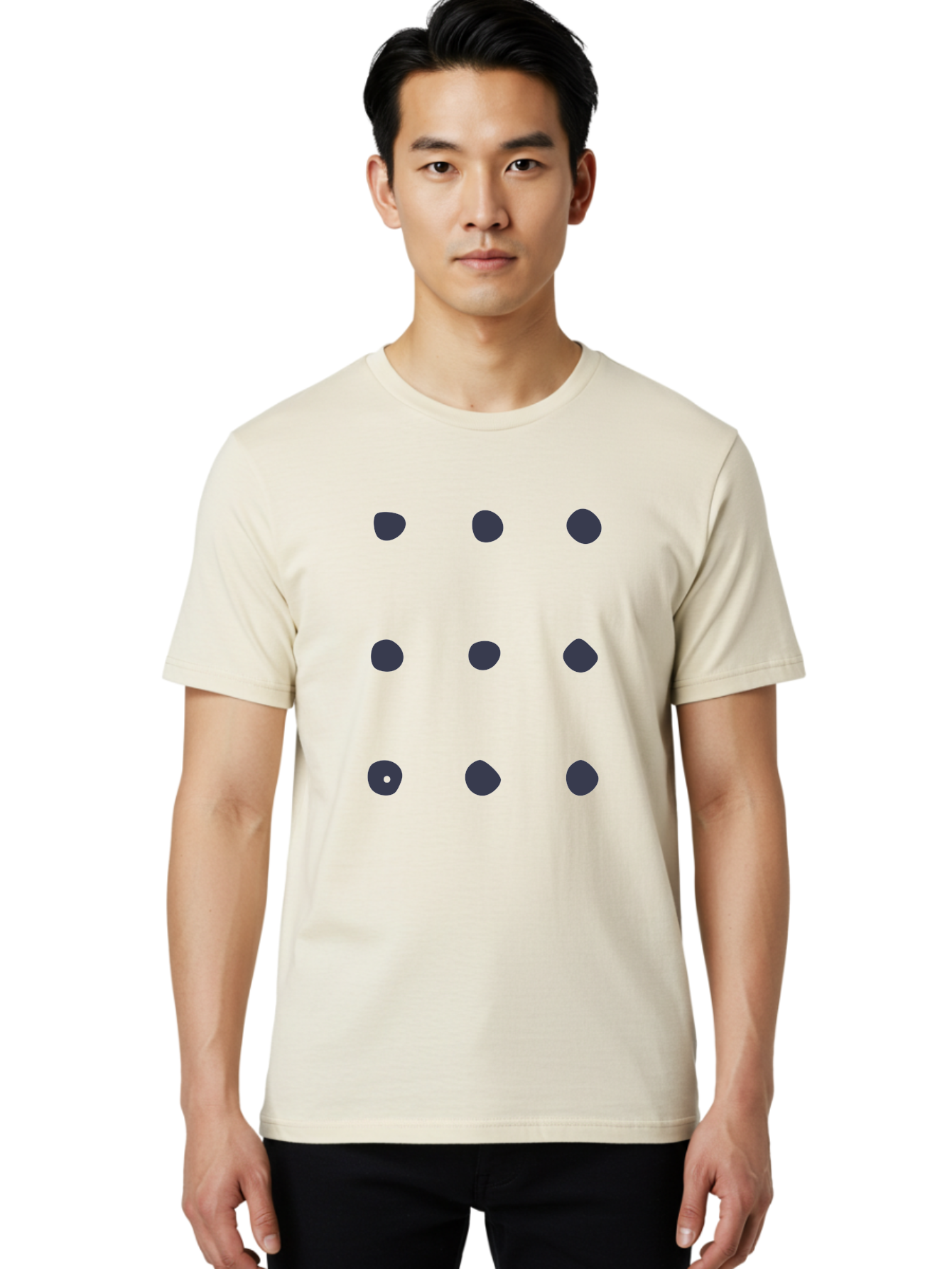 Polka-Dot-Pattern Men'S Graphic Tee, 100% Cotton, Comfortable Casual Summer Wear, Machine Washable, Polka Dot Pattern, Geometric Design, Minimalist Style, Simple Shapes, Dark Gray Dots Irregular Edges, Varied Dot Sizes, Creative Wallpaper, Aac086