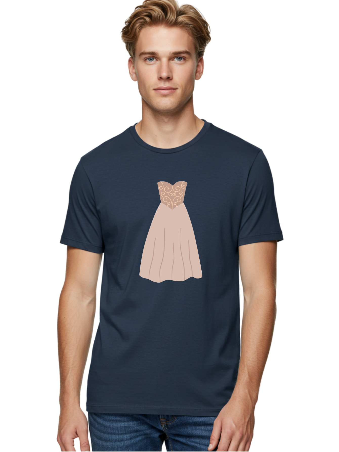Prom-Dress Men'S Graphic Tee, 100% Cotton, Comfortable Casual Summer Wear, Machine Washable, Formal Evening Gown, Sweetheart Neckline, Strapless Dress, Flowing Skirt, Elegant Design, Beige Color, Vintage Style, Wedding Dress, Luxury Fashion, Aac087