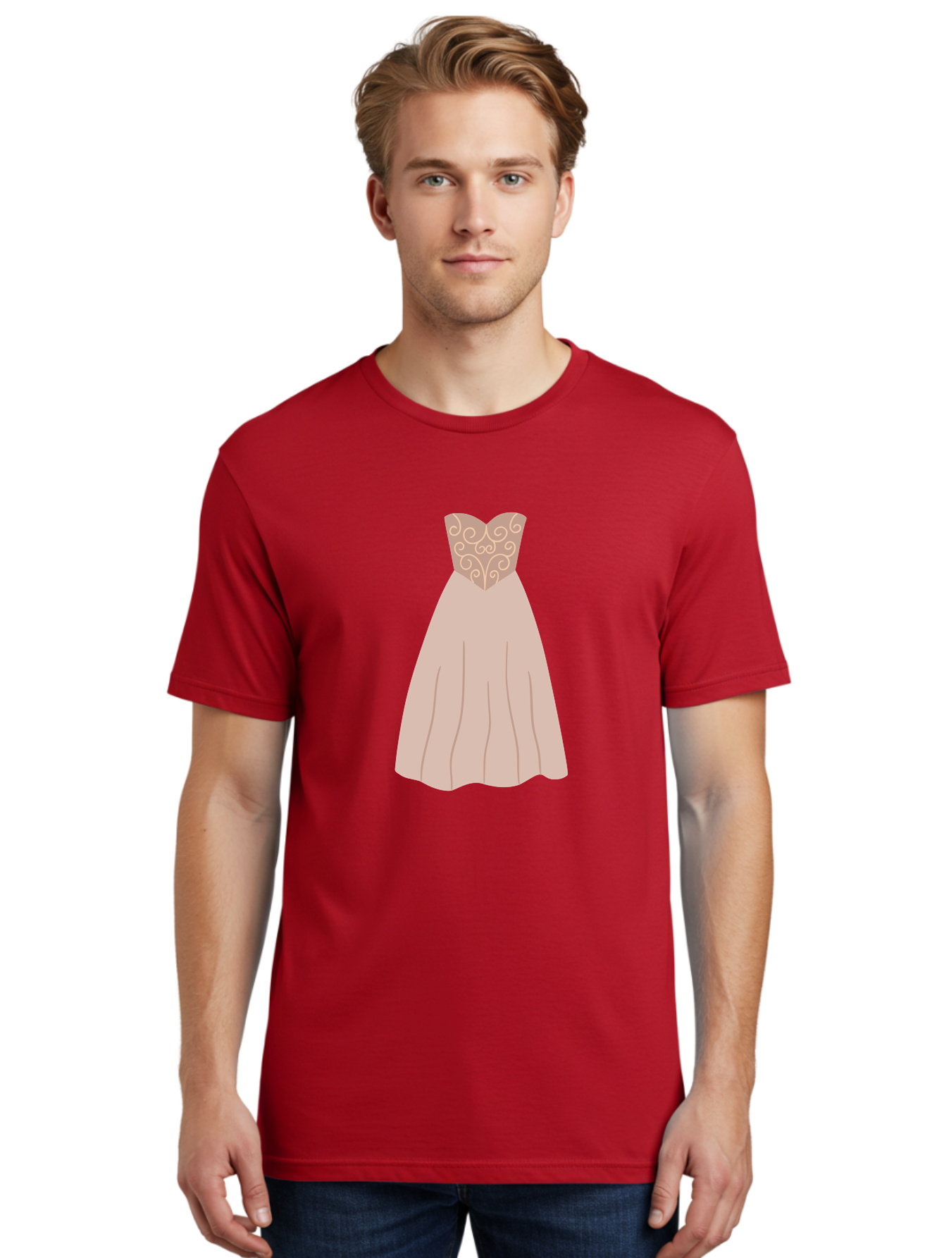 Prom-Dress Men'S Graphic Tee, 100% Cotton, Comfortable Casual Summer Wear, Machine Washable, Formal Evening Gown, Sweetheart Neckline, Strapless Dress, Flowing Skirt, Elegant Design, Beige Color, Vintage Style, Wedding Dress, Luxury Fashion, Aac087