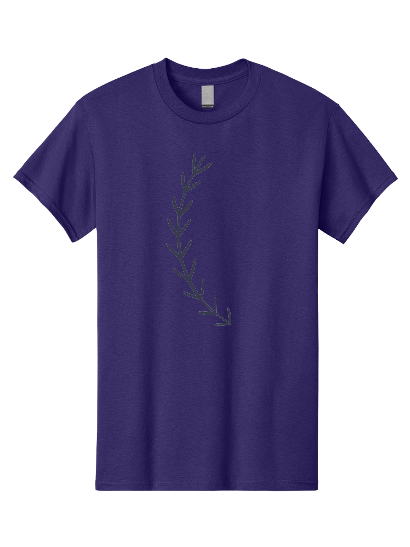 Purple-Branch Men'S Graphic Tee, 100% Cotton, Comfortable Casual Summer Wear, Machine Washable, Hand Drawn Purple Branch, Simple Design, Minimalist Art, Dark Purple Lines, Leafy Pattern, Abstract Illustration, Artistic Expression Aac088