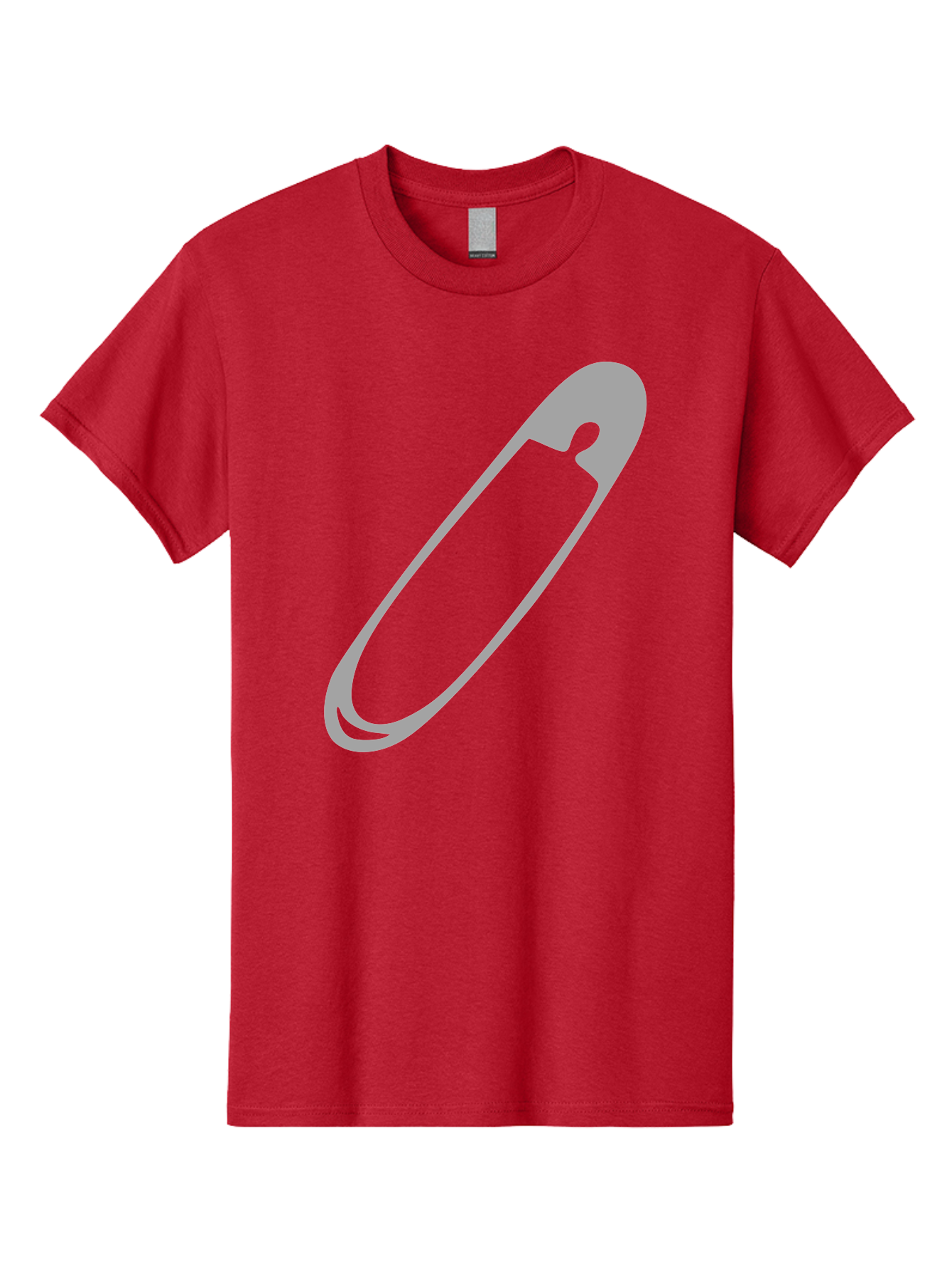 Safety-Pin-1 Men'S Graphic Tee, 100% Cotton, Comfortable Casual Summer Wear, Machine Washable, Safety Pin, Gray Metal, Simple Design, Minimalist Style, Utility Icon, Fashion Accessory, Office Supply Aac094