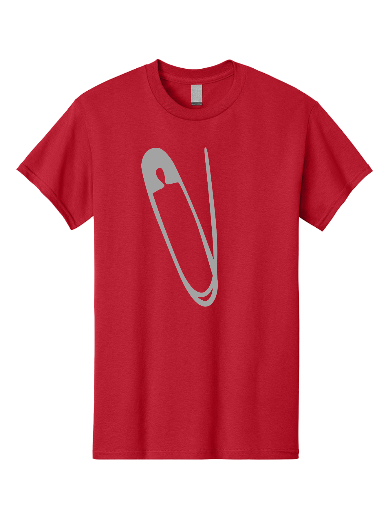 Safety-Pin Men'S Graphic Tee, 100% Cotton, Comfortable Casual Summer Wear, Machine Washable, Safety Pin, Gray Safety Pin, Pin Icon, Gray Icon, Simple Design, Minimalist Graphic, Safety Pin Illustration Aac095
