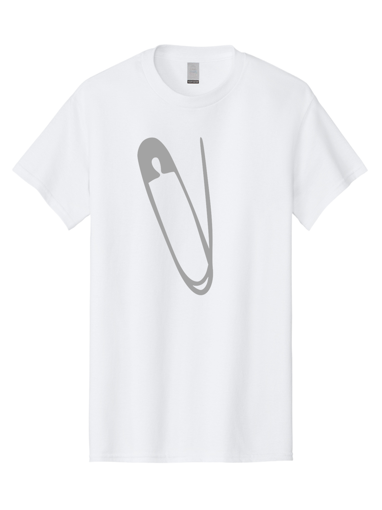 Safety-Pin Men'S Graphic Tee, 100% Cotton, Comfortable Casual Summer Wear, Machine Washable, Safety Pin, Gray Safety Pin, Pin Icon, Gray Icon, Simple Design, Minimalist Graphic, Safety Pin Illustration Aac095