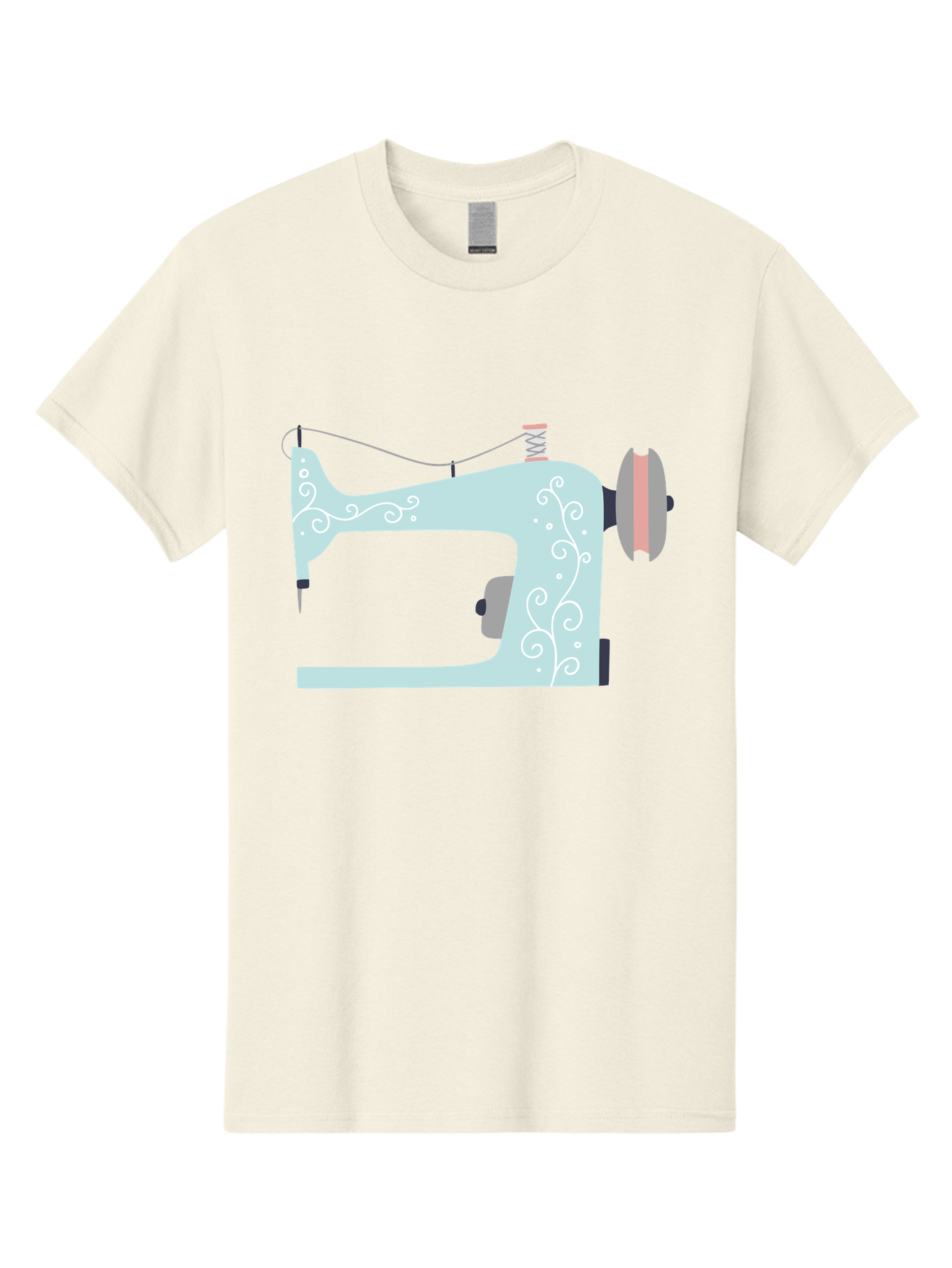 Sewing-Machine-2 Men'S Graphic Tee, 100% Cotton, Comfortable Casual Summer Wear, Machine Washable, Sewing Machine, Vintage Style, Floral Patterns, Pastel Colors, Sewing Equipment, Tailoring, Fashion Design, Textile Art, Embroidery Aac101