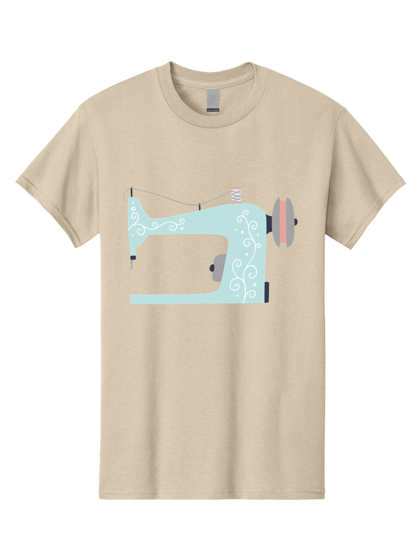 Sewing-Machine-2 Men'S Graphic Tee, 100% Cotton, Comfortable Casual Summer Wear, Machine Washable, Sewing Machine, Vintage Style, Floral Patterns, Pastel Colors, Sewing Equipment, Tailoring, Fashion Design, Textile Art, Embroidery Aac101