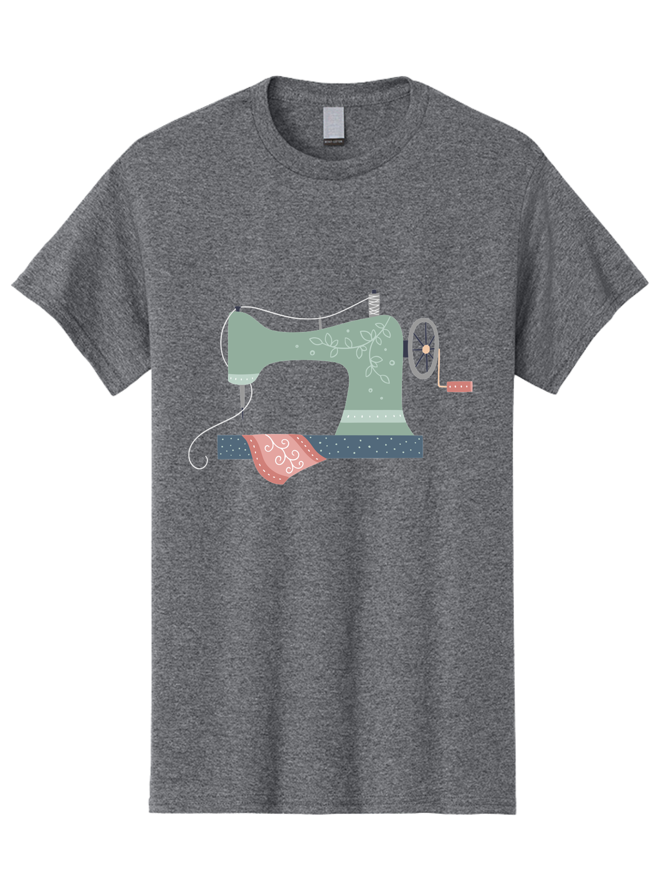 Sewing-Machine-4 Men'S Graphic Tee, 100% Cotton, Comfortable Casual Summer Wear, Machine Washable, Vintage Sewing Machine, Floral Design, Sewing Thread, Handmade Crafts, Diy Fashion, Creative Hobbies, Stitching, Needlework, Embroidery, Aac103