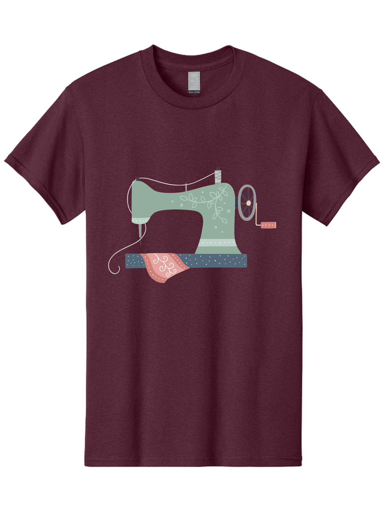 Sewing-Machine-4 Men'S Graphic Tee, 100% Cotton, Comfortable Casual Summer Wear, Machine Washable, Vintage Sewing Machine, Floral Design, Sewing Thread, Handmade Crafts, Diy Fashion, Creative Hobbies, Stitching, Needlework, Embroidery, Aac103