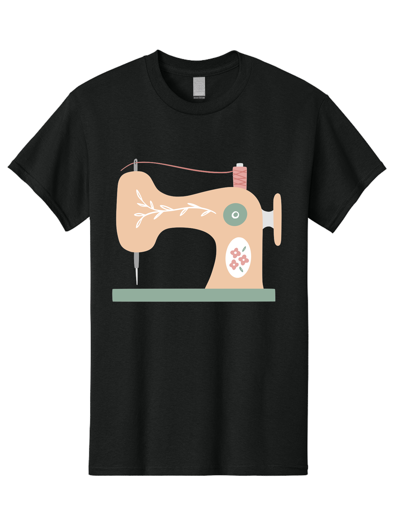 Sewing-Machine-5 Men'S Graphic Tee, 100% Cotton, Comfortable Casual Summer Wear, Machine Washable, Vintage Sewing Machine, Floral Patterns, Embroidery Designs, Needle And Thread, Pastel Colors, Creative Crafting, Diy Sewing, Textile Art, Aac104