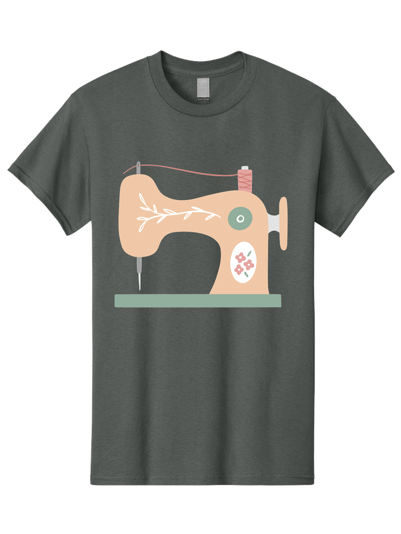 Sewing-Machine-5 Men'S Graphic Tee, 100% Cotton, Comfortable Casual Summer Wear, Machine Washable, Vintage Sewing Machine, Floral Patterns, Embroidery Designs, Needle And Thread, Pastel Colors, Creative Crafting, Diy Sewing, Textile Art, Aac104