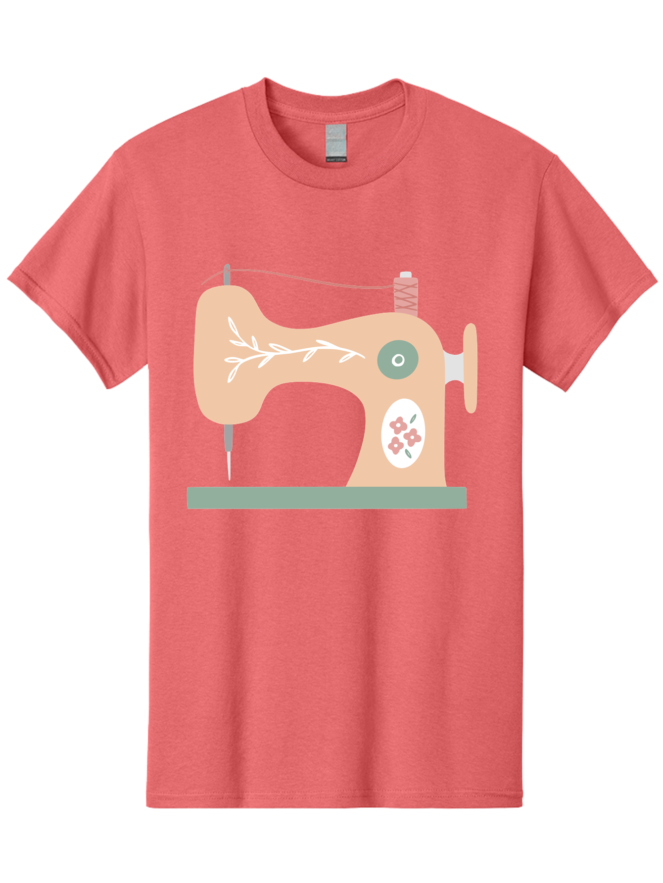 Sewing-Machine-5 Men'S Graphic Tee, 100% Cotton, Comfortable Casual Summer Wear, Machine Washable, Vintage Sewing Machine, Floral Patterns, Embroidery Designs, Needle And Thread, Pastel Colors, Creative Crafting, Diy Sewing, Textile Art, Aac104