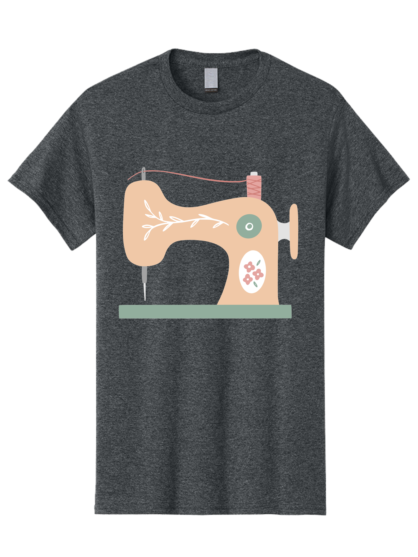 Sewing-Machine-5 Men'S Graphic Tee, 100% Cotton, Comfortable Casual Summer Wear, Machine Washable, Vintage Sewing Machine, Floral Patterns, Embroidery Designs, Needle And Thread, Pastel Colors, Creative Crafting, Diy Sewing, Textile Art, Aac104