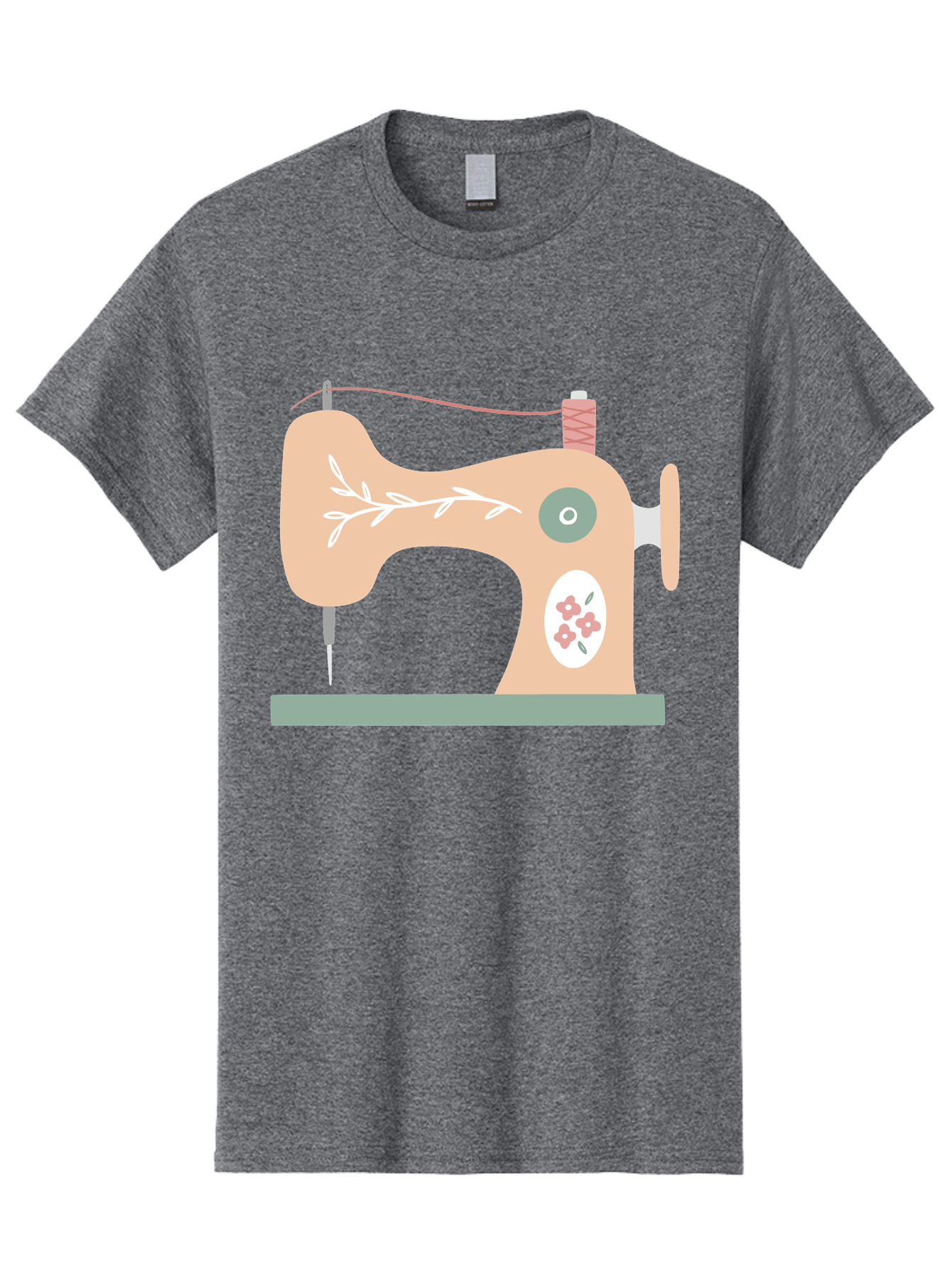 Sewing-Machine-5 Men'S Graphic Tee, 100% Cotton, Comfortable Casual Summer Wear, Machine Washable, Vintage Sewing Machine, Floral Patterns, Embroidery Designs, Needle And Thread, Pastel Colors, Creative Crafting, Diy Sewing, Textile Art, Aac104