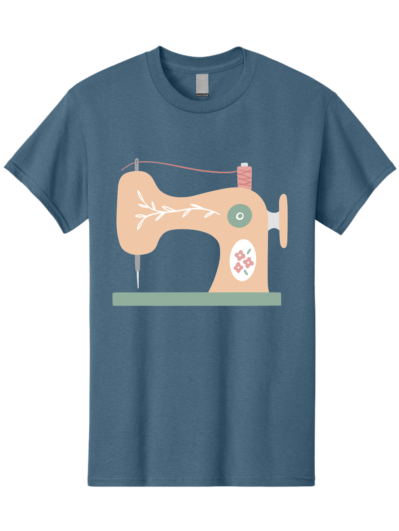 Sewing-Machine-5 Men'S Graphic Tee, 100% Cotton, Comfortable Casual Summer Wear, Machine Washable, Vintage Sewing Machine, Floral Patterns, Embroidery Designs, Needle And Thread, Pastel Colors, Creative Crafting, Diy Sewing, Textile Art, Aac104