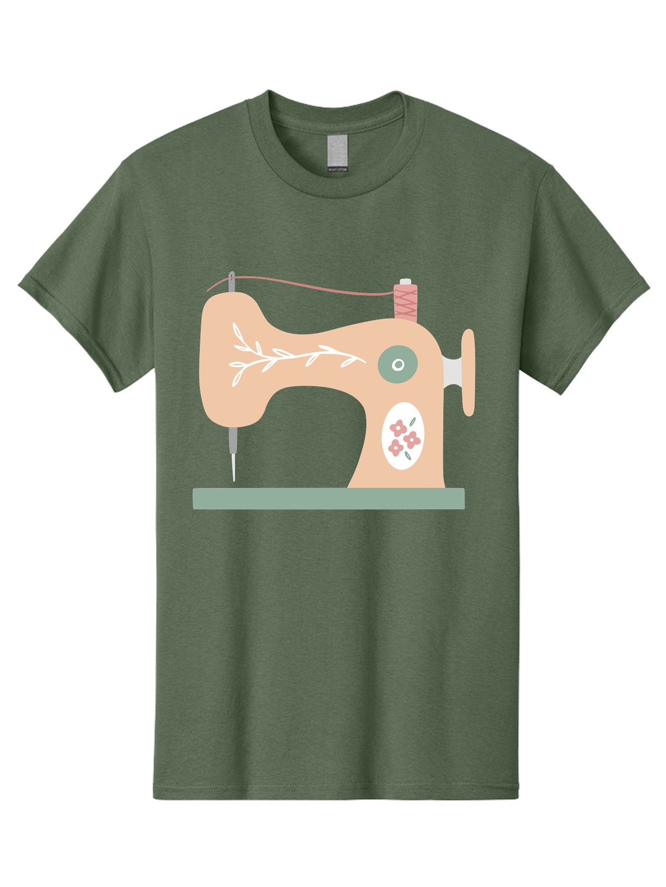 Sewing-Machine-5 Men'S Graphic Tee, 100% Cotton, Comfortable Casual Summer Wear, Machine Washable, Vintage Sewing Machine, Floral Patterns, Embroidery Designs, Needle And Thread, Pastel Colors, Creative Crafting, Diy Sewing, Textile Art, Aac104