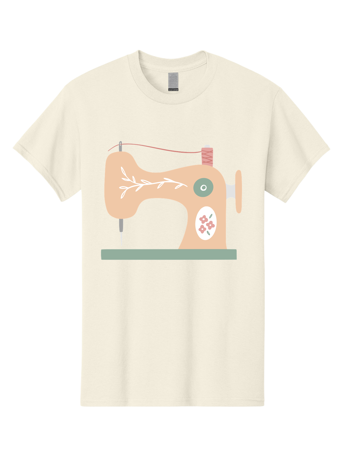 Sewing-Machine-5 Men'S Graphic Tee, 100% Cotton, Comfortable Casual Summer Wear, Machine Washable, Vintage Sewing Machine, Floral Patterns, Embroidery Designs, Needle And Thread, Pastel Colors, Creative Crafting, Diy Sewing, Textile Art, Aac104