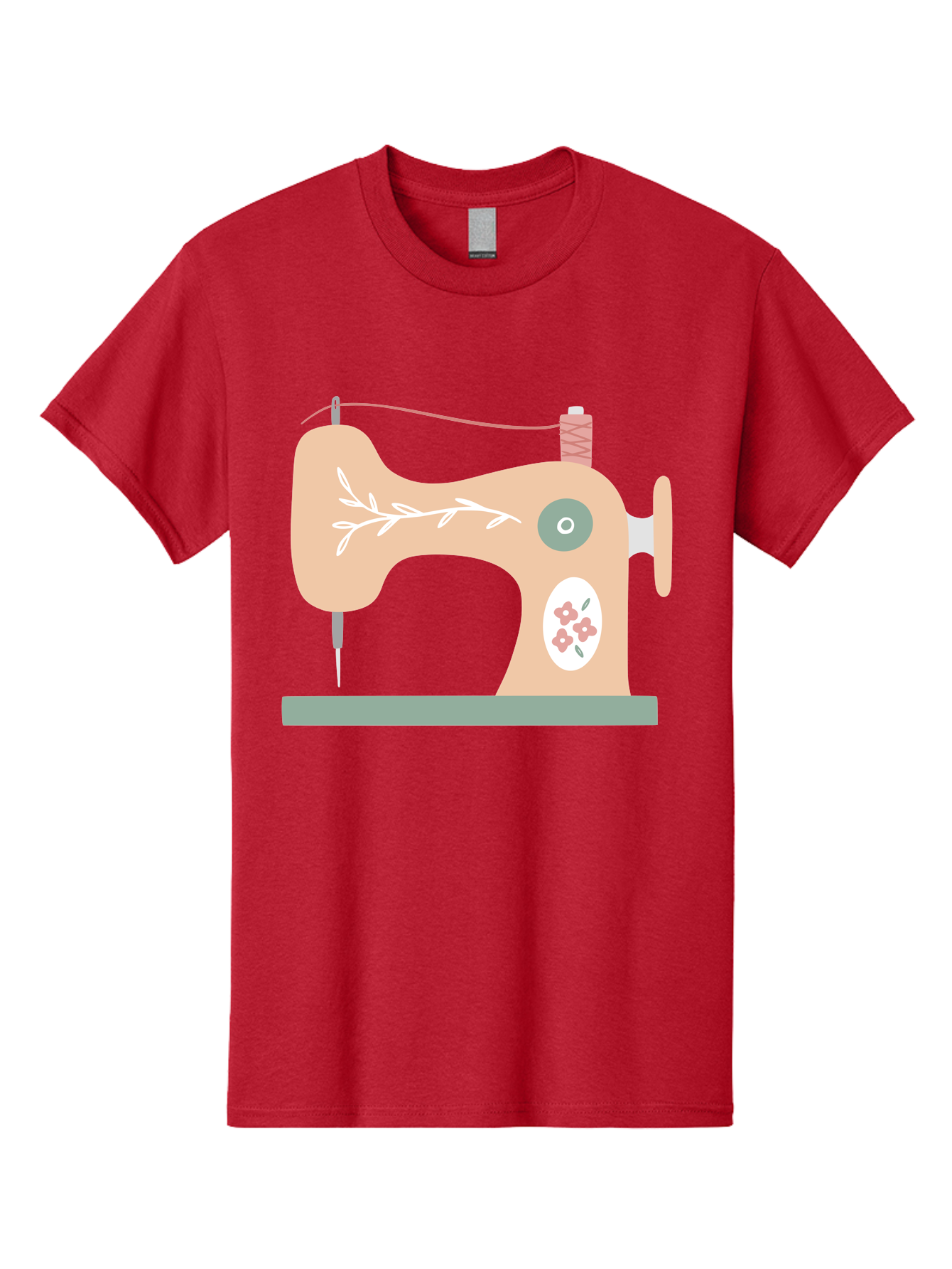 Sewing-Machine-5 Men'S Graphic Tee, 100% Cotton, Comfortable Casual Summer Wear, Machine Washable, Vintage Sewing Machine, Floral Patterns, Embroidery Designs, Needle And Thread, Pastel Colors, Creative Crafting, Diy Sewing, Textile Art, Aac104