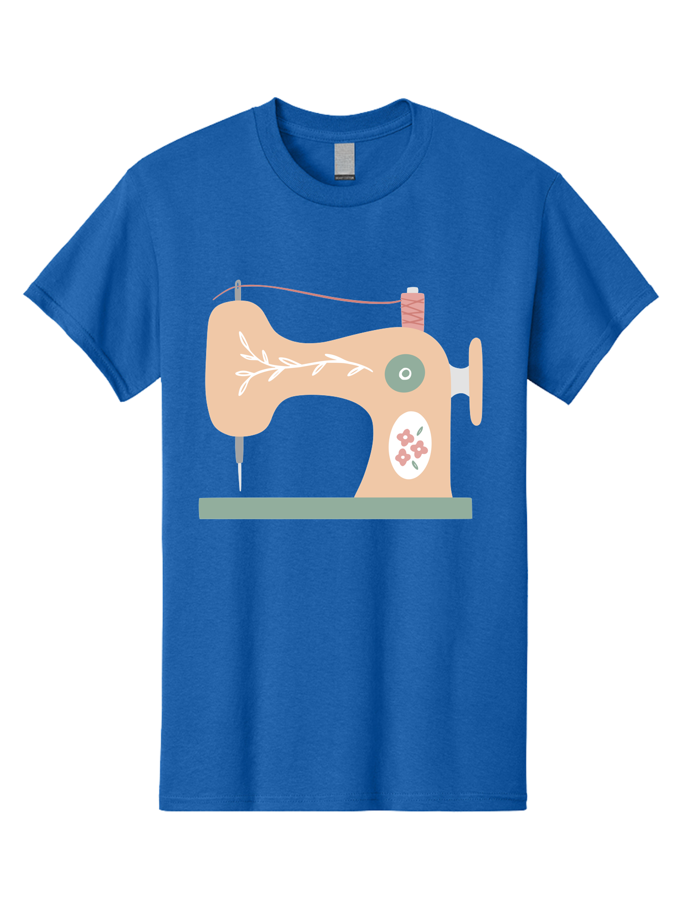 Sewing-Machine-5 Men'S Graphic Tee, 100% Cotton, Comfortable Casual Summer Wear, Machine Washable, Vintage Sewing Machine, Floral Patterns, Embroidery Designs, Needle And Thread, Pastel Colors, Creative Crafting, Diy Sewing, Textile Art, Aac104