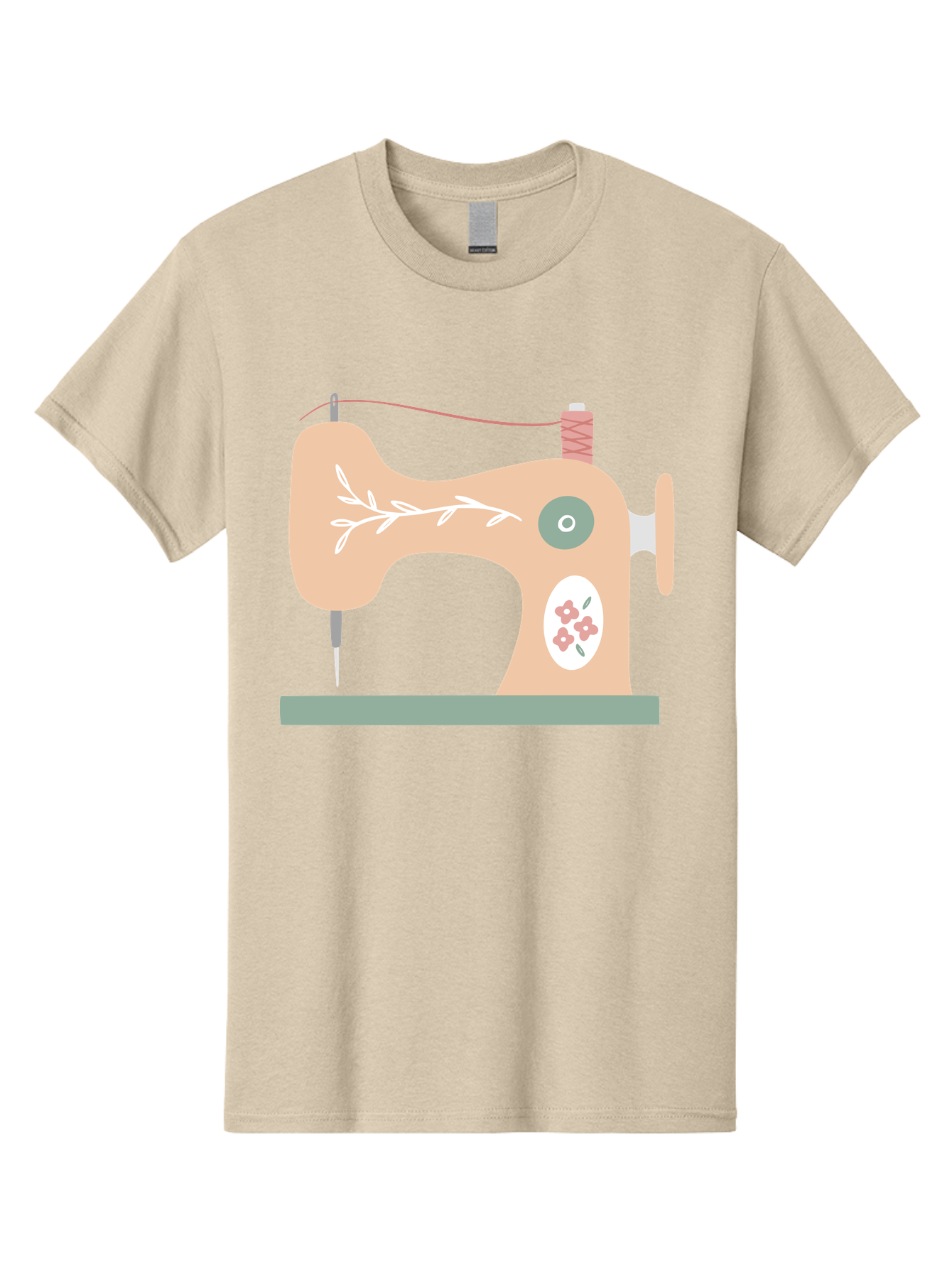 Sewing-Machine-5 Men'S Graphic Tee, 100% Cotton, Comfortable Casual Summer Wear, Machine Washable, Vintage Sewing Machine, Floral Patterns, Embroidery Designs, Needle And Thread, Pastel Colors, Creative Crafting, Diy Sewing, Textile Art, Aac104