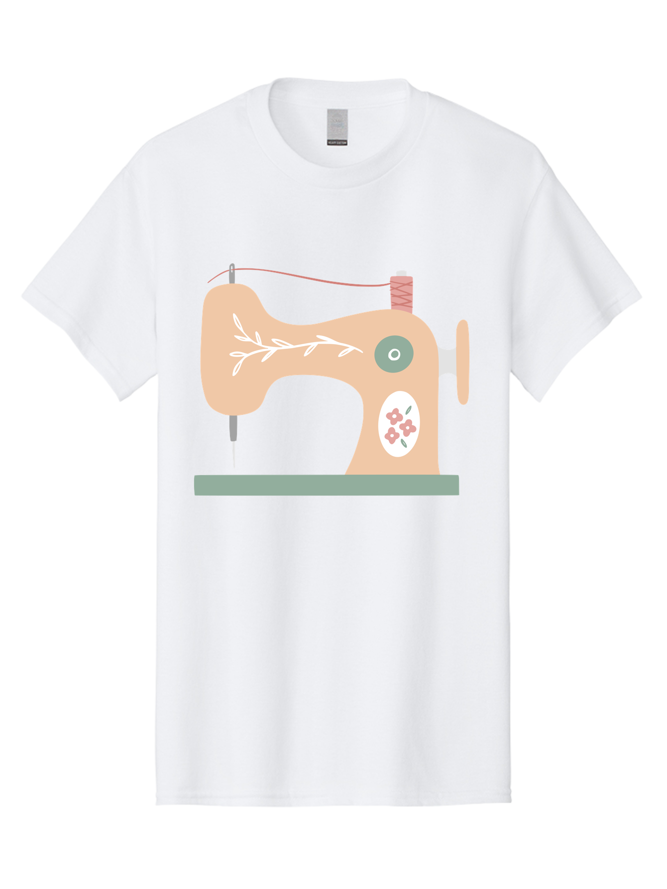 Sewing-Machine-5 Men'S Graphic Tee, 100% Cotton, Comfortable Casual Summer Wear, Machine Washable, Vintage Sewing Machine, Floral Patterns, Embroidery Designs, Needle And Thread, Pastel Colors, Creative Crafting, Diy Sewing, Textile Art, Aac104
