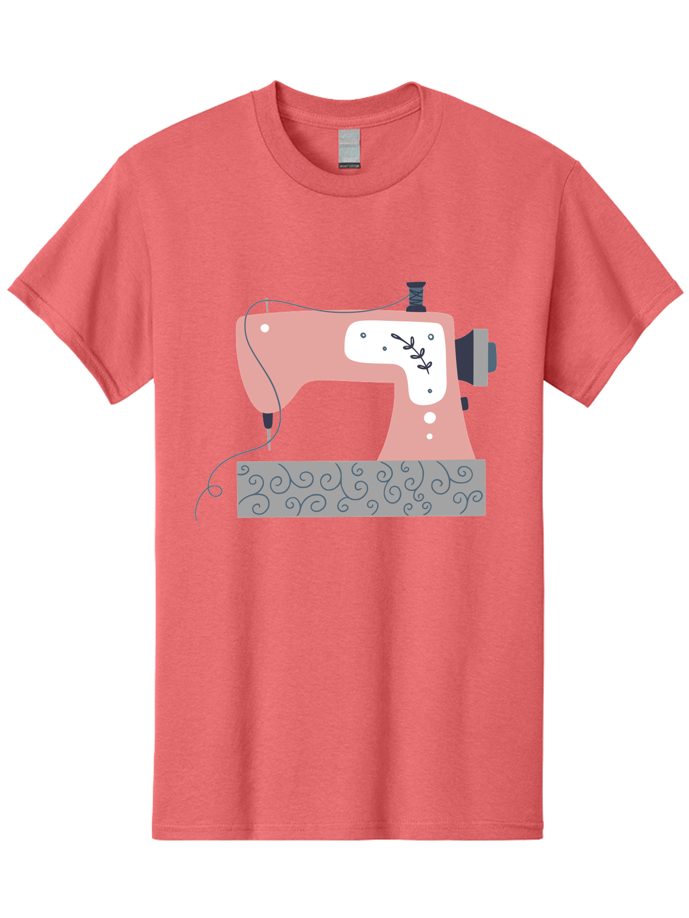 Sewing-Machine-6 Men'S Graphic Tee, 100% Cotton, Comfortable Casual Summer Wear, Machine Washable, Sewing Machine, Pink And White Machine, Thread And Fabric, Sewing Hobby, Crafting, Needlework, Handmade, Tailoring Aac105