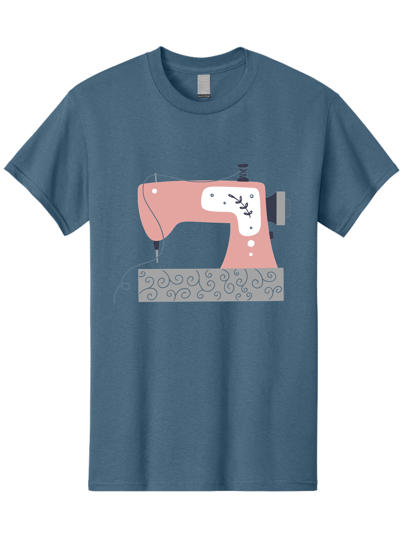 Sewing-Machine-6 Men'S Graphic Tee, 100% Cotton, Comfortable Casual Summer Wear, Machine Washable, Sewing Machine, Pink And White Machine, Thread And Fabric, Sewing Hobby, Crafting, Needlework, Handmade, Tailoring Aac105