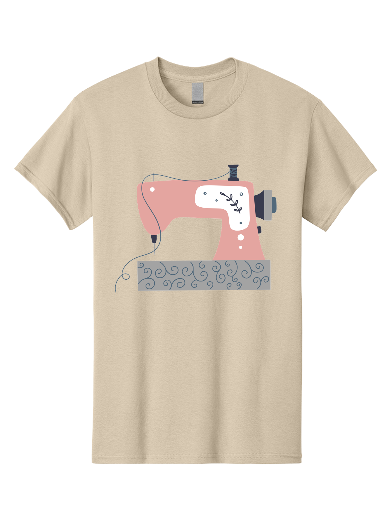 Sewing-Machine-6 Men'S Graphic Tee, 100% Cotton, Comfortable Casual Summer Wear, Machine Washable, Sewing Machine, Pink And White Machine, Thread And Fabric, Sewing Hobby, Crafting, Needlework, Handmade, Tailoring Aac105