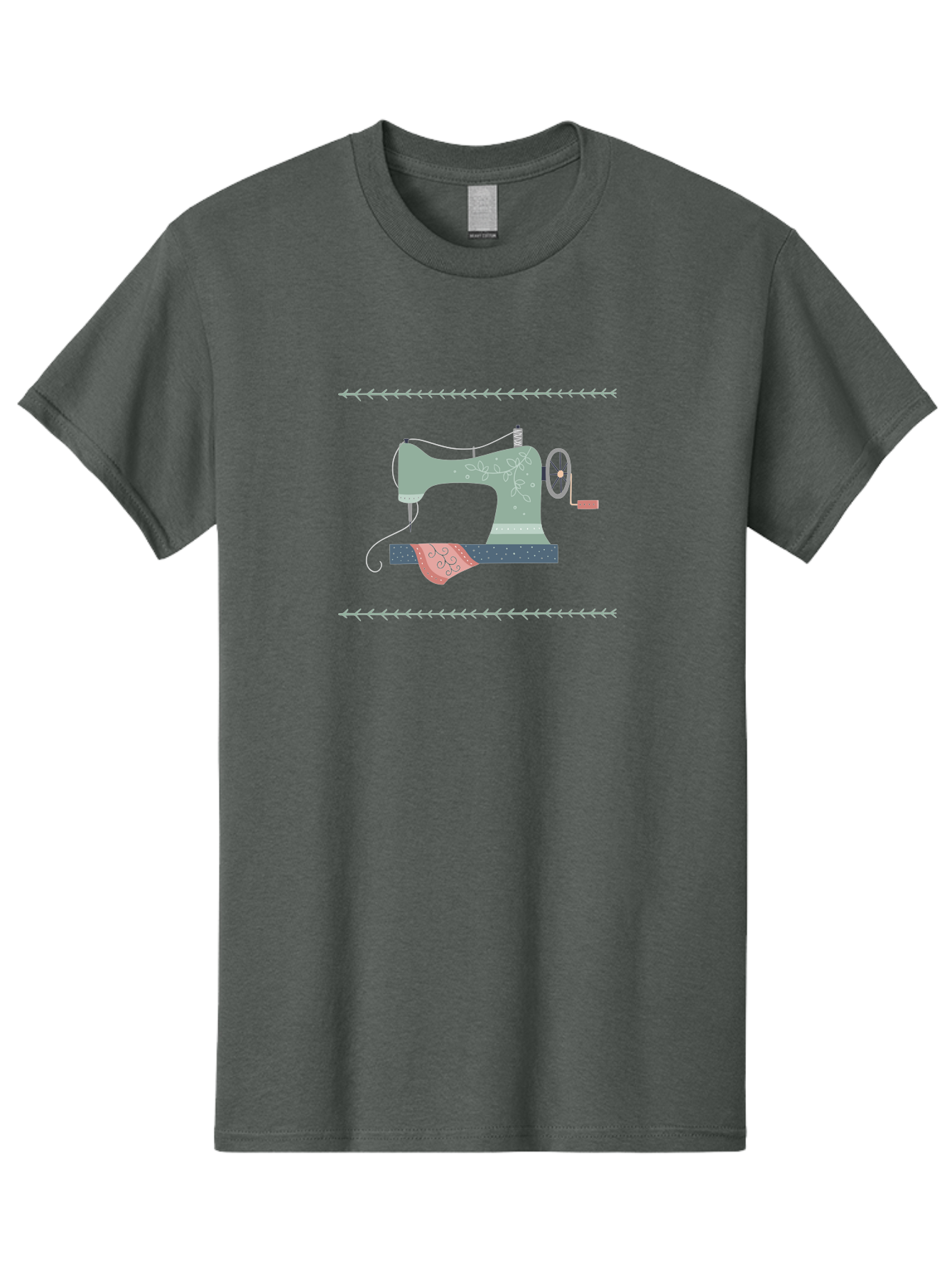 Sewing-Machine Men'S Graphic Tee, 100% Cotton, Comfortable Casual Summer Wear, Machine Washable, Vintage Sewing Machine, Floral Patterns, Red Fabric, White Designs, Antique Style, Sewing Accessories, Decorative Elements, Nostalgic Charm, Aac106