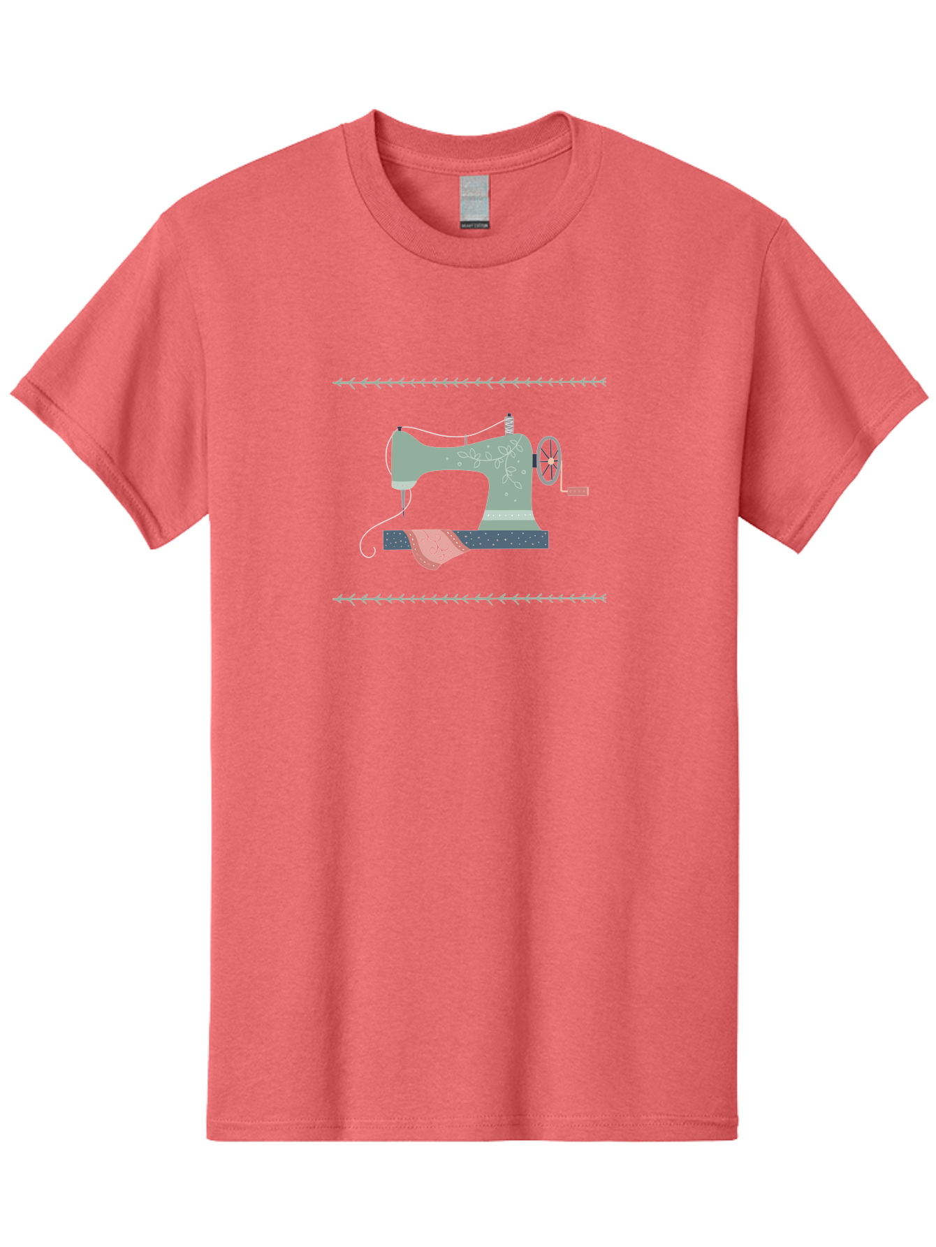 Sewing-Machine Men'S Graphic Tee, 100% Cotton, Comfortable Casual Summer Wear, Machine Washable, Vintage Sewing Machine, Floral Patterns, Red Fabric, White Designs, Antique Style, Sewing Accessories, Decorative Elements, Nostalgic Charm, Aac106