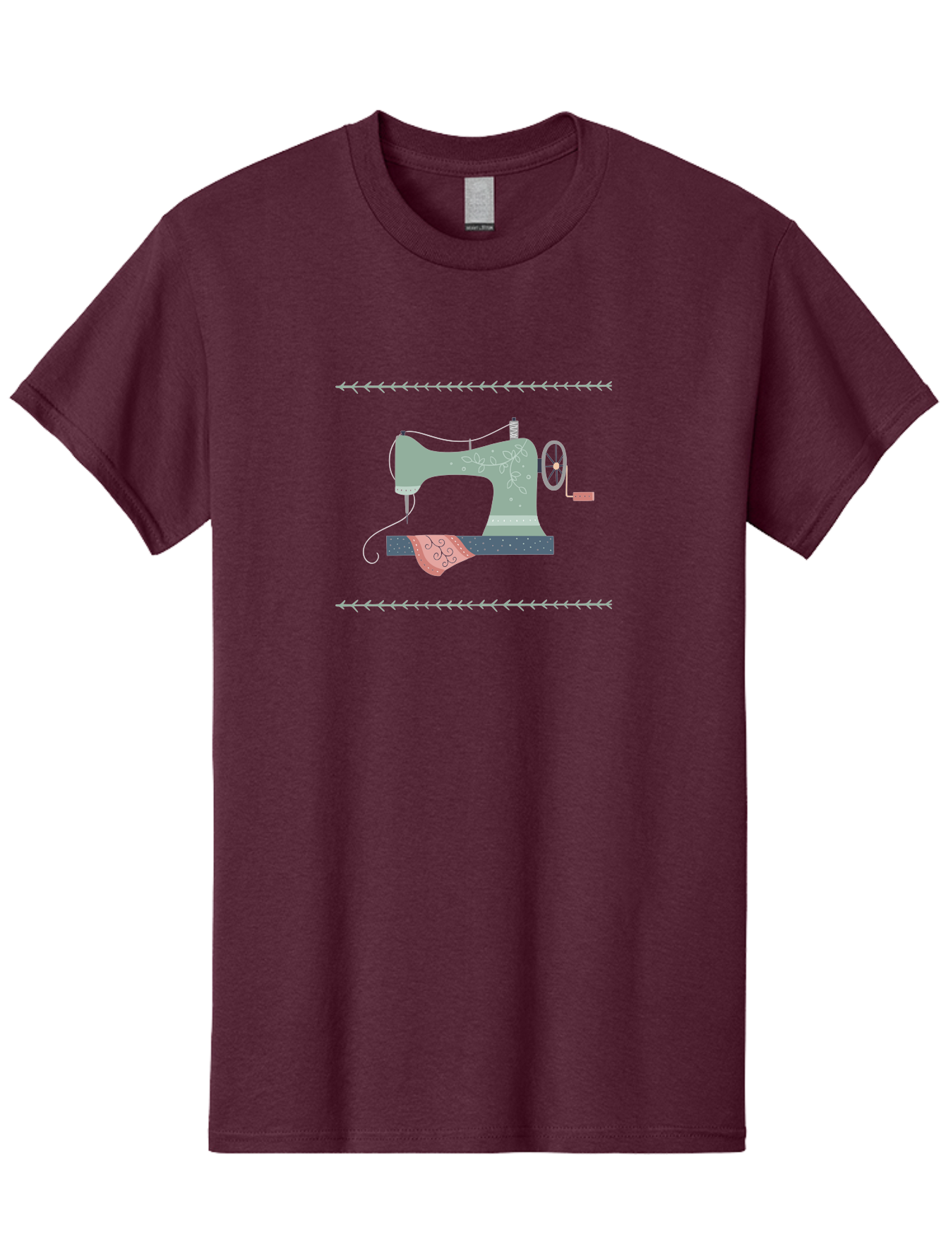 Sewing-Machine Men'S Graphic Tee, 100% Cotton, Comfortable Casual Summer Wear, Machine Washable, Vintage Sewing Machine, Floral Patterns, Red Fabric, White Designs, Antique Style, Sewing Accessories, Decorative Elements, Nostalgic Charm, Aac106