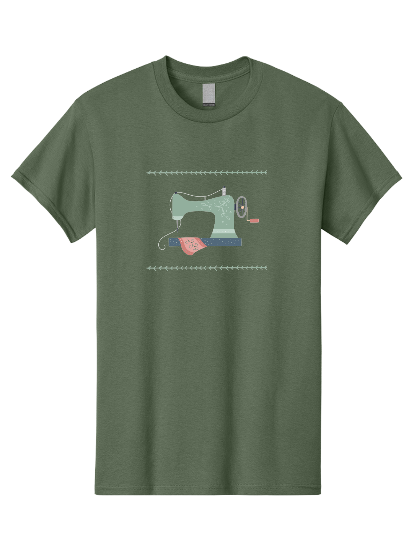 Sewing-Machine Men'S Graphic Tee, 100% Cotton, Comfortable Casual Summer Wear, Machine Washable, Vintage Sewing Machine, Floral Patterns, Red Fabric, White Designs, Antique Style, Sewing Accessories, Decorative Elements, Nostalgic Charm, Aac106