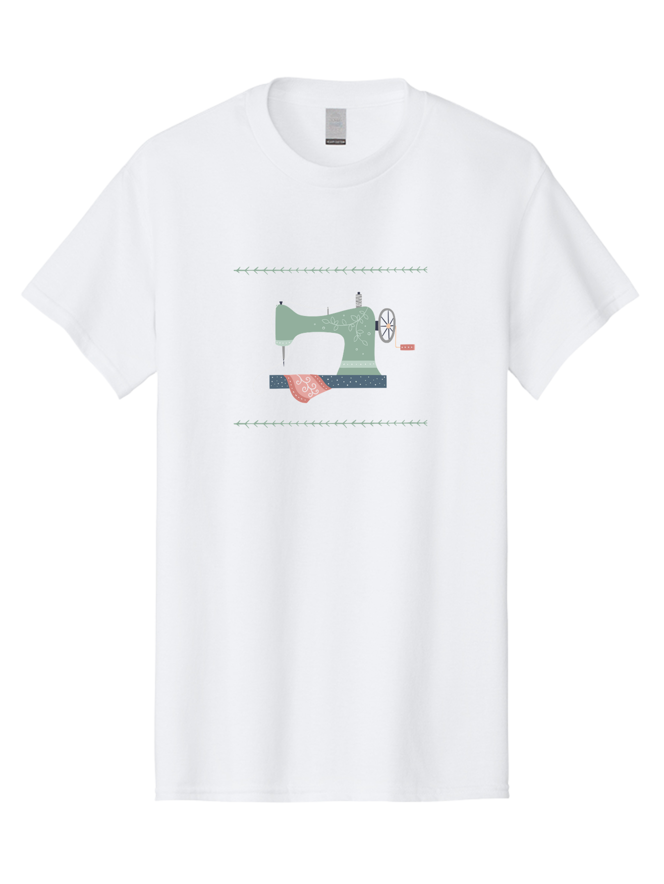 Sewing-Machine Men'S Graphic Tee, 100% Cotton, Comfortable Casual Summer Wear, Machine Washable, Vintage Sewing Machine, Floral Patterns, Red Fabric, White Designs, Antique Style, Sewing Accessories, Decorative Elements, Nostalgic Charm, Aac106
