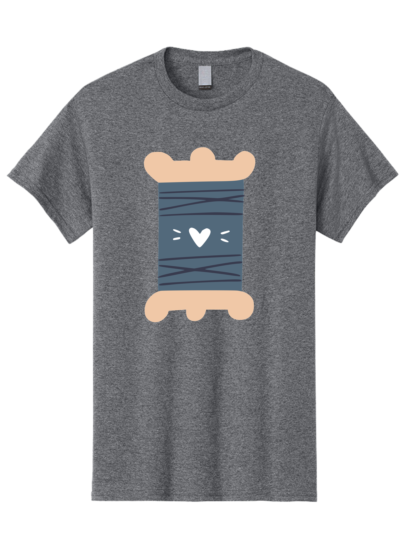 Spool-Of-Thread-2 Men'S Graphic Tee, 100% Cotton, Comfortable Casual Summer Wear, Machine Washable, Spool Of Thread, Sewing Supplies, Crafting Materials, Dark Blue Thread, Heart Symbol, Cute Design, Embroidery Thread, Sewing Kit Aac115