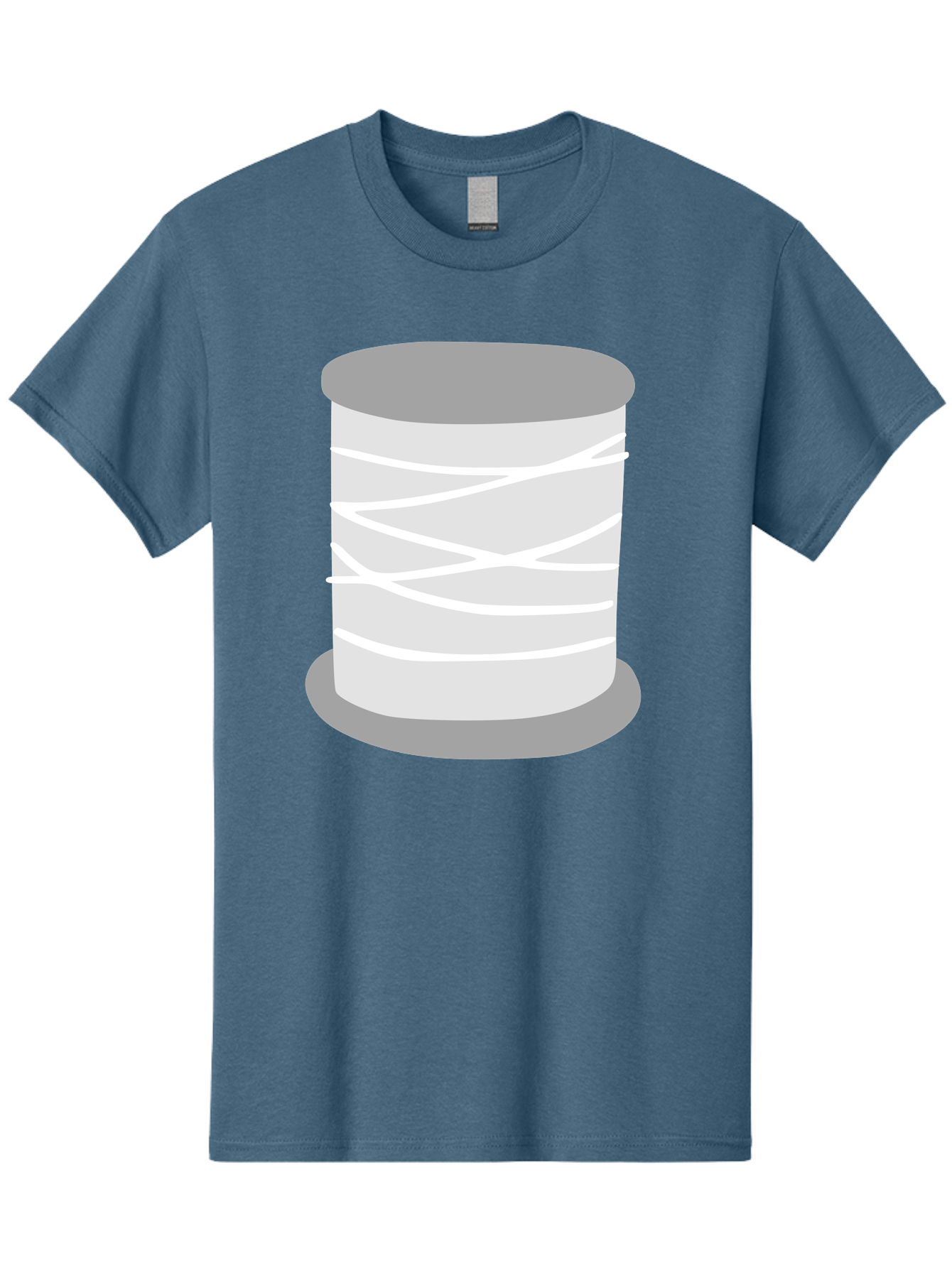 Spool-Of-Thread Men'S Graphic Tee, 100% Cotton, Comfortable Casual Summer Wear, Machine Washable, Spool Of Thread, Sewing Supplies, Crafting Essentials, White Thread, Gray Spool, Minimalist Design, Textile Crafting Aac117