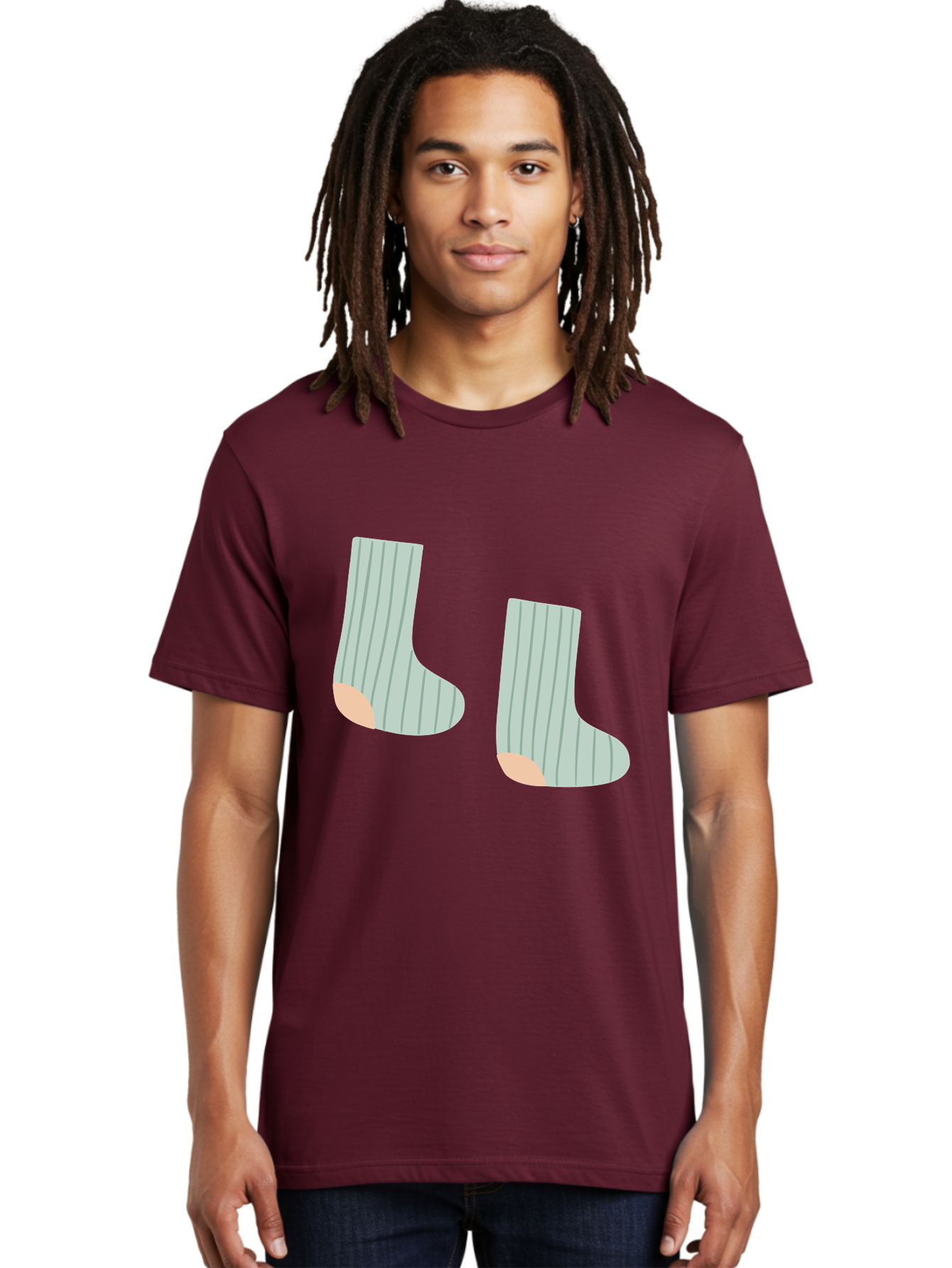 Striped-Socks Men'S Graphic Tee, 100% Cotton, Comfortable Casual Summer Wear, Machine Washable, Striped Socks, Matching Socks, Casual Footwear, Comfortable Clothing, Fashion Accessories, Clothing Details Aac119