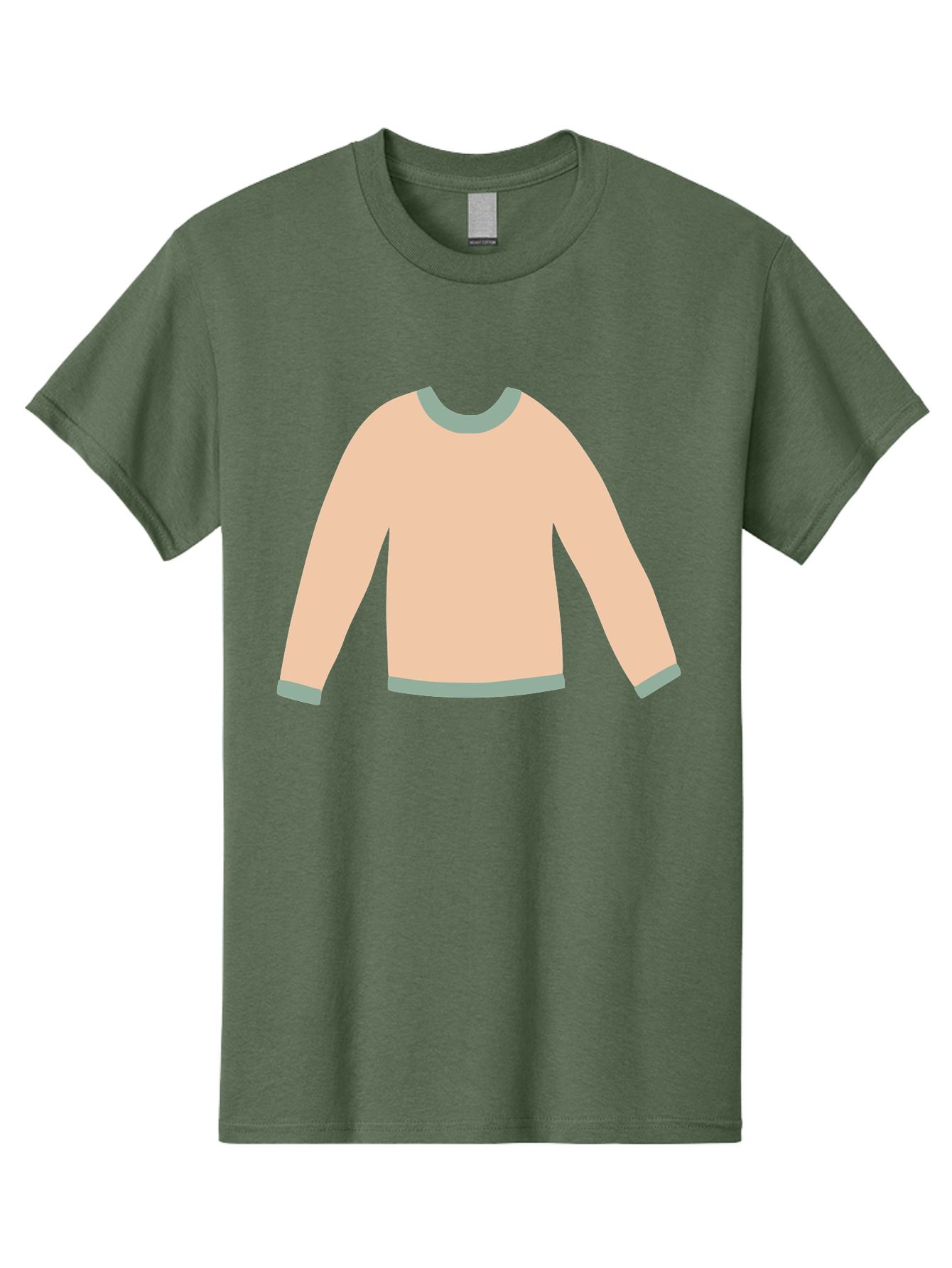 Sweater Men'S Graphic Tee, 100% Cotton, Comfortable Casual Summer Wear, Machine Washable, Peach-Colored Sweater, Long-Sleeved Shirt, Casual Wear, Comfortable Clothing, Soft Peach, Gray Trim, Simple Design, Minimalist Fashion Aac120