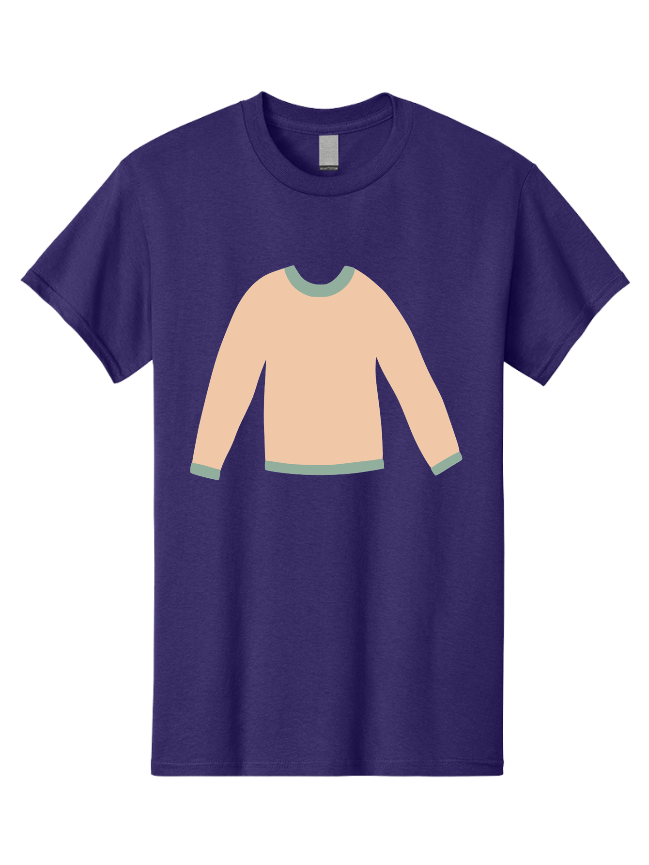 Sweater Men'S Graphic Tee, 100% Cotton, Comfortable Casual Summer Wear, Machine Washable, Peach-Colored Sweater, Long-Sleeved Shirt, Casual Wear, Comfortable Clothing, Soft Peach, Gray Trim, Simple Design, Minimalist Fashion Aac120