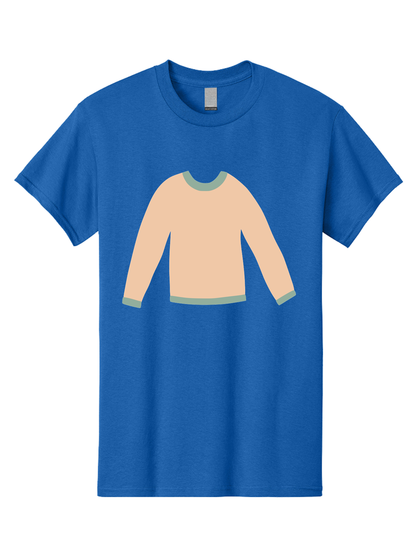 Sweater Men'S Graphic Tee, 100% Cotton, Comfortable Casual Summer Wear, Machine Washable, Peach-Colored Sweater, Long-Sleeved Shirt, Casual Wear, Comfortable Clothing, Soft Peach, Gray Trim, Simple Design, Minimalist Fashion Aac120