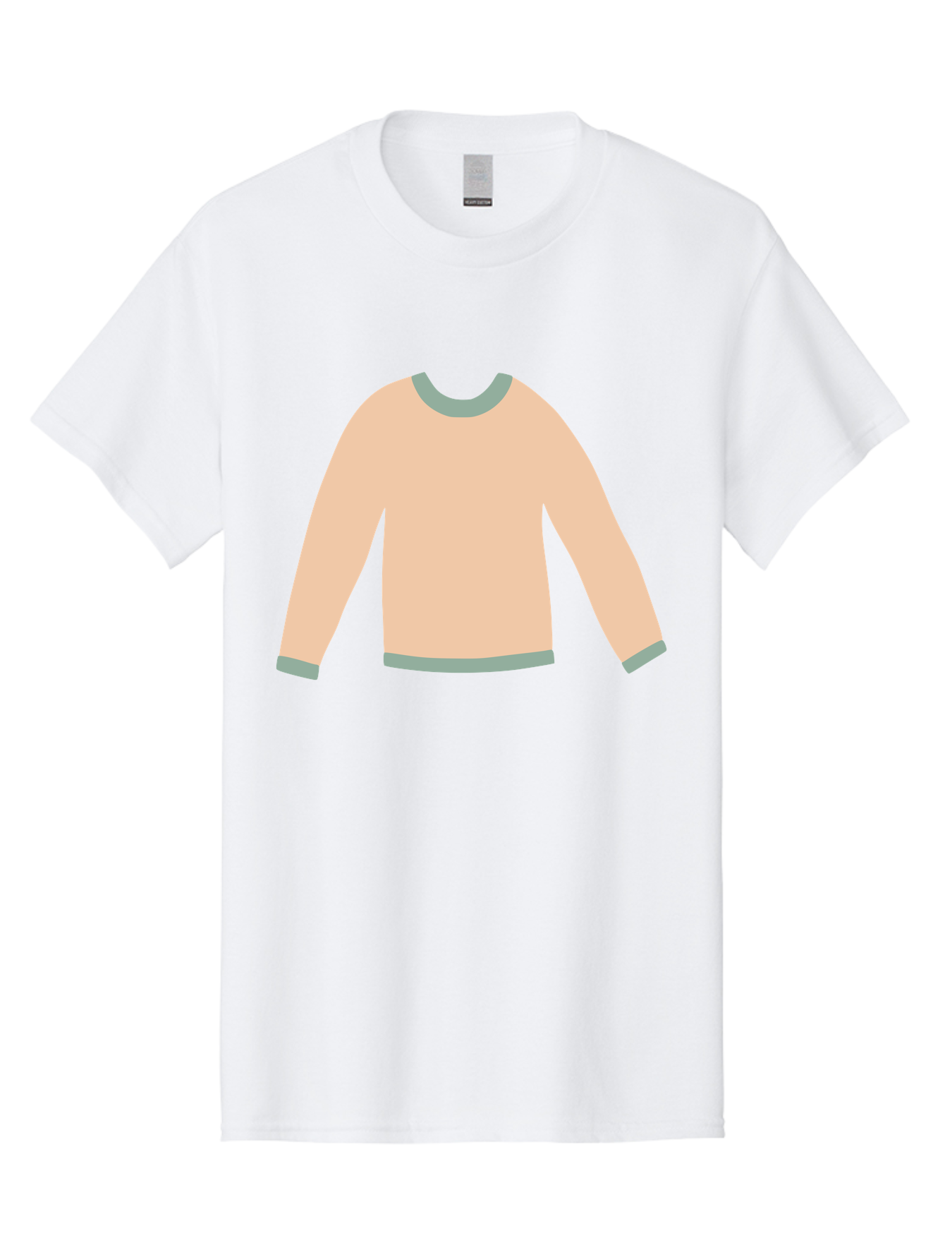 Sweater Men'S Graphic Tee, 100% Cotton, Comfortable Casual Summer Wear, Machine Washable, Peach-Colored Sweater, Long-Sleeved Shirt, Casual Wear, Comfortable Clothing, Soft Peach, Gray Trim, Simple Design, Minimalist Fashion Aac120