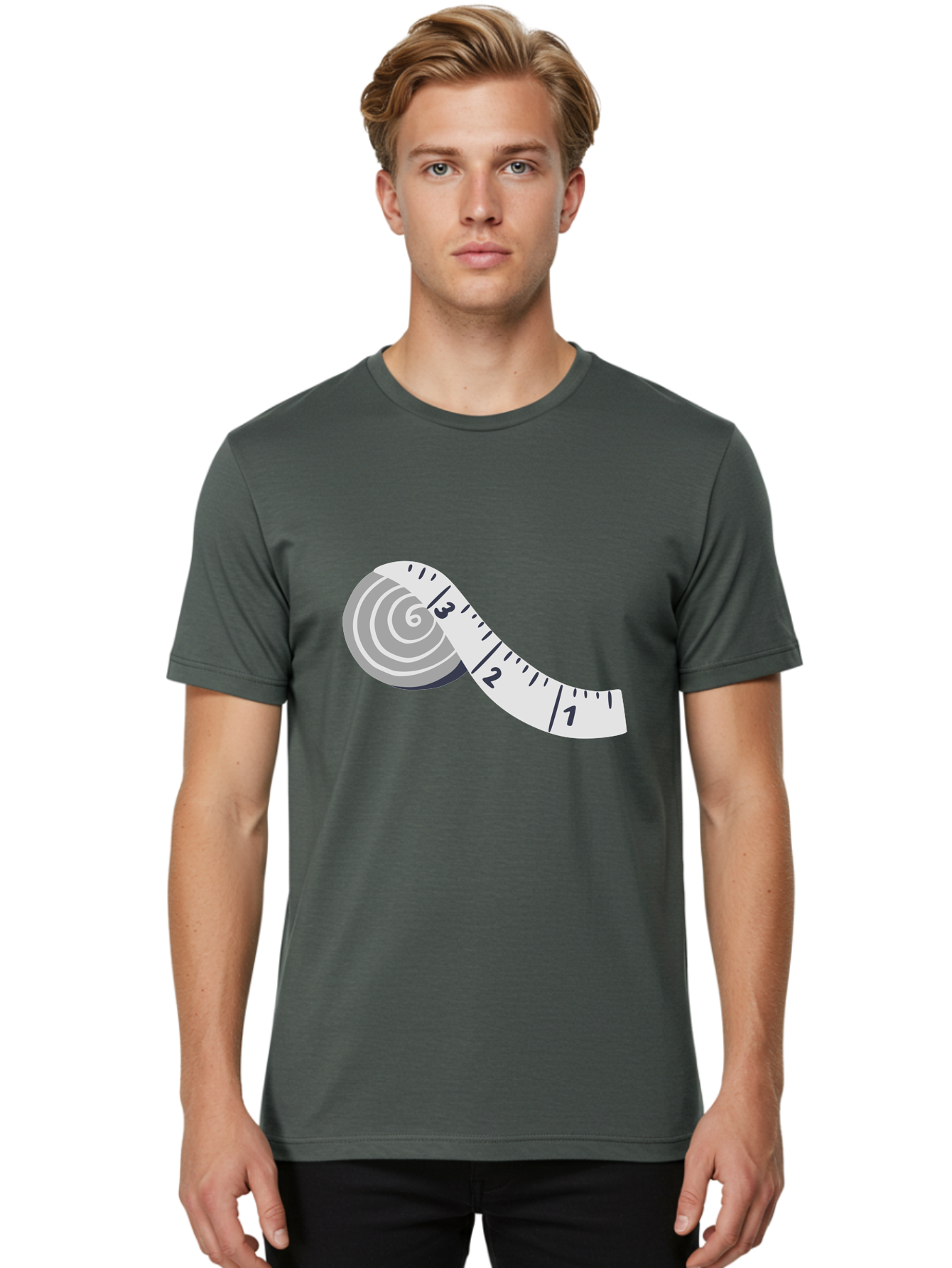 Tape-Measure Men'S Graphic Tee, 100% Cotton, Comfortable Casual Summer Wear, Machine Washable, Tape Measure, Measuring Tape, Flexible Ruler, Measurement Tool, Sewing, Crafting, Diy, Body Measurement, Weight Loss Aac122