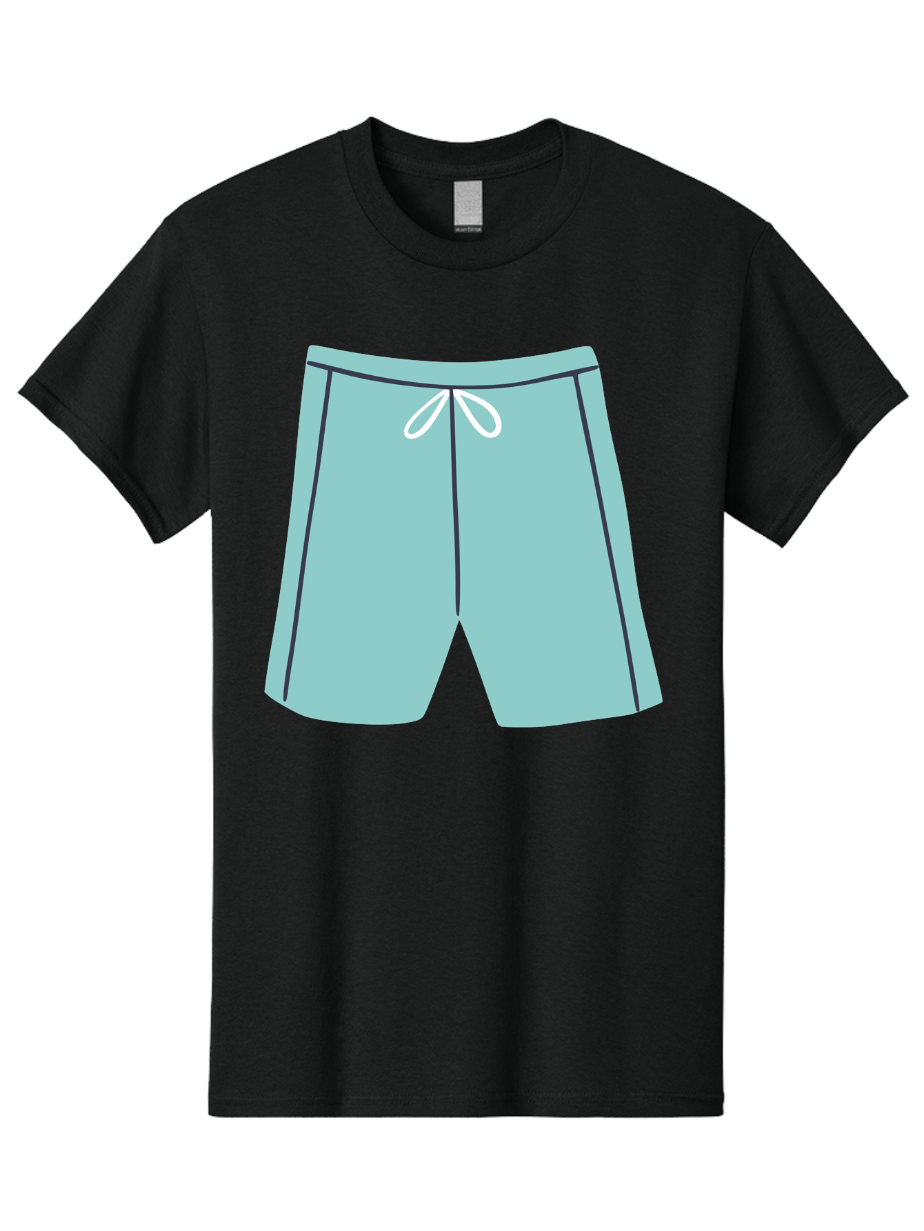 Teal-Shorts Men'S Graphic Tee, 100% Cotton, Comfortable Casual Summer Wear, Machine Washable, Teal Shorts, Drawstring Waist, Black Stripes, Athletic Wear, Casual Fashion, Comfortable Clothing, Relaxed Fit, Summer Style Aac123
