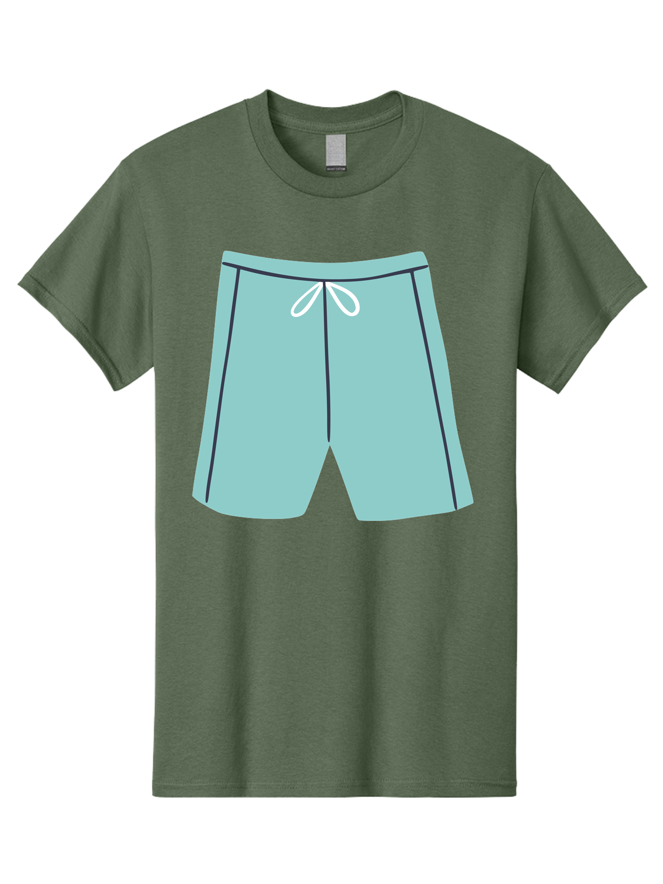 Teal-Shorts Men'S Graphic Tee, 100% Cotton, Comfortable Casual Summer Wear, Machine Washable, Teal Shorts, Drawstring Waist, Black Stripes, Athletic Wear, Casual Fashion, Comfortable Clothing, Relaxed Fit, Summer Style Aac123