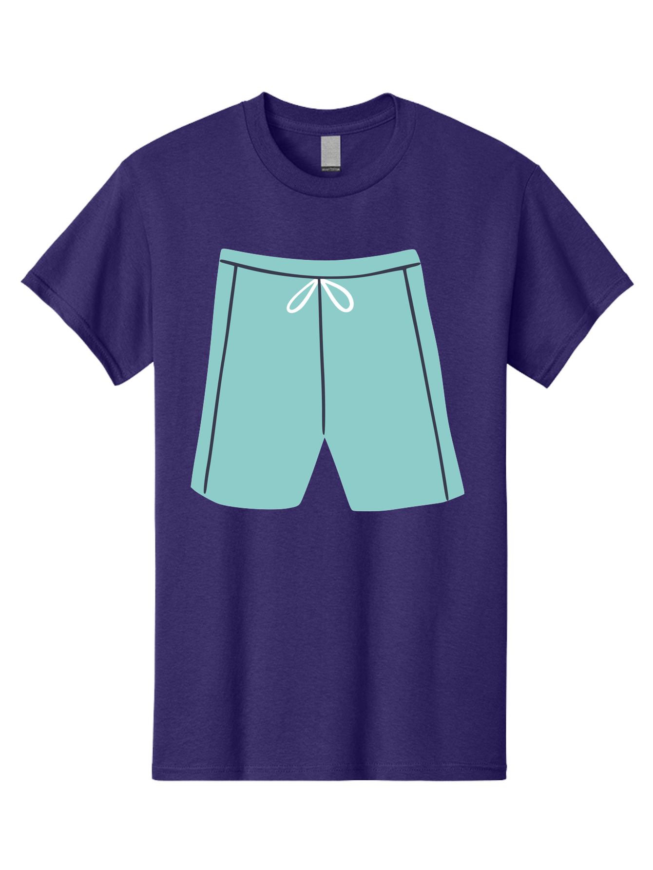 Teal-Shorts Men'S Graphic Tee, 100% Cotton, Comfortable Casual Summer Wear, Machine Washable, Teal Shorts, Drawstring Waist, Black Stripes, Athletic Wear, Casual Fashion, Comfortable Clothing, Relaxed Fit, Summer Style Aac123