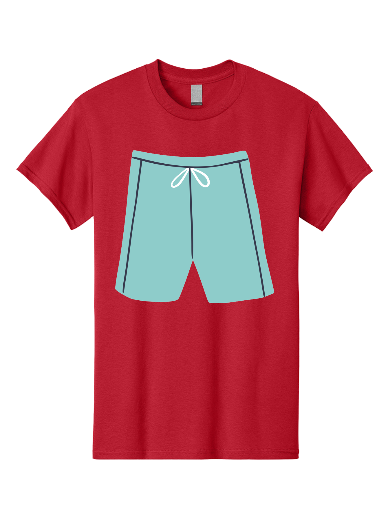 Teal-Shorts Men'S Graphic Tee, 100% Cotton, Comfortable Casual Summer Wear, Machine Washable, Teal Shorts, Drawstring Waist, Black Stripes, Athletic Wear, Casual Fashion, Comfortable Clothing, Relaxed Fit, Summer Style Aac123