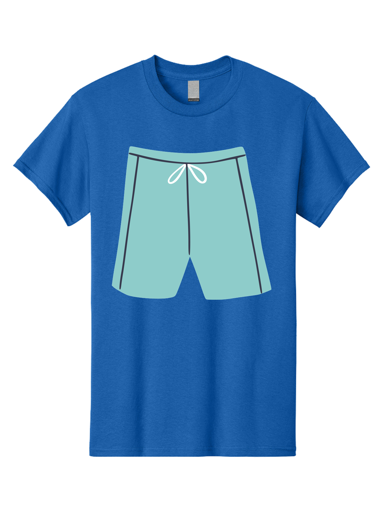 Teal-Shorts Men'S Graphic Tee, 100% Cotton, Comfortable Casual Summer Wear, Machine Washable, Teal Shorts, Drawstring Waist, Black Stripes, Athletic Wear, Casual Fashion, Comfortable Clothing, Relaxed Fit, Summer Style Aac123