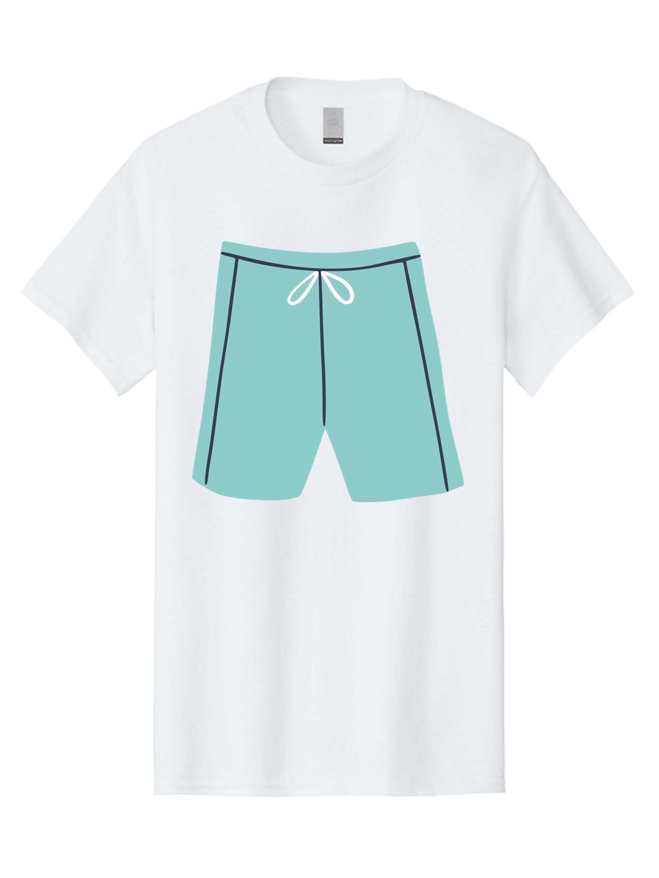 Teal-Shorts Men'S Graphic Tee, 100% Cotton, Comfortable Casual Summer Wear, Machine Washable, Teal Shorts, Drawstring Waist, Black Stripes, Athletic Wear, Casual Fashion, Comfortable Clothing, Relaxed Fit, Summer Style Aac123