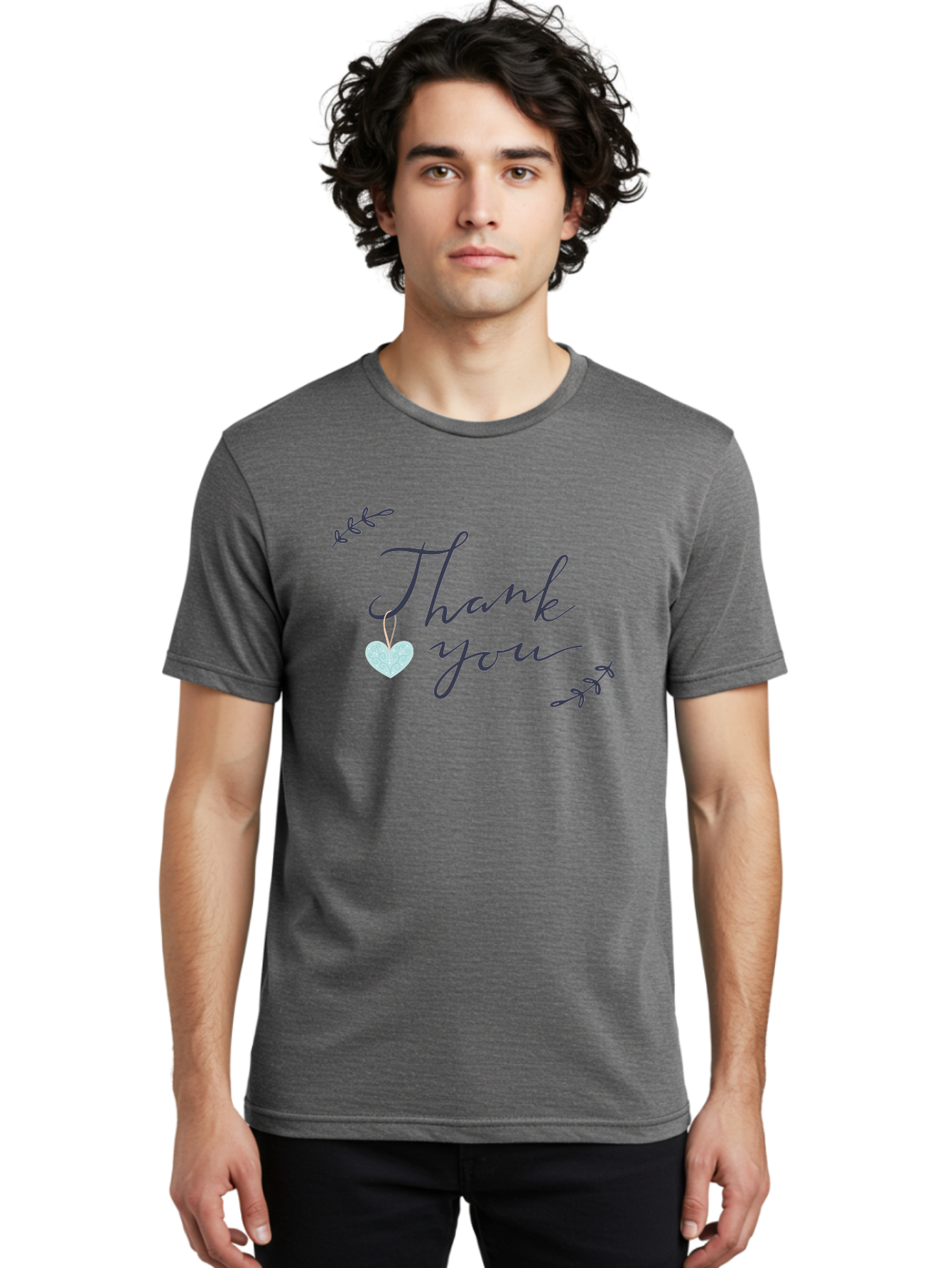 Thank-You-1 Men'S Graphic Tee, 100% Cotton, Comfortable Casual Summer Wear, Machine Washable, Thank You Message, Gratitude, Appreciation, Heart Symbol, Love, Kindness, Positive Vibes, Sweet Gesture, Purple Script, Glittery Heart Aac124