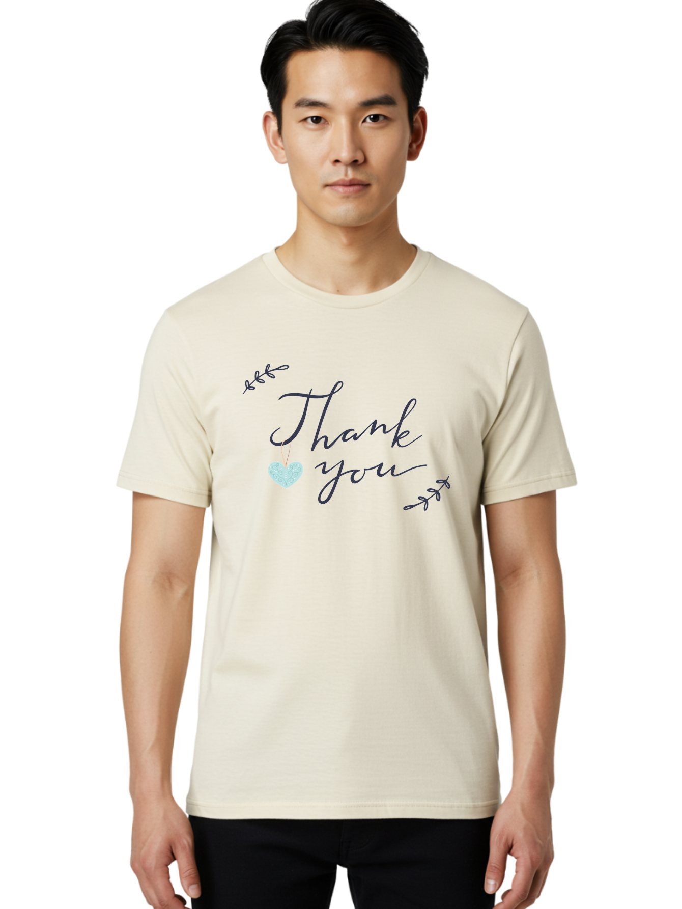 Thank-You-1 Men'S Graphic Tee, 100% Cotton, Comfortable Casual Summer Wear, Machine Washable, Thank You Message, Gratitude, Appreciation, Heart Symbol, Love, Kindness, Positive Vibes, Sweet Gesture, Purple Script, Glittery Heart Aac124