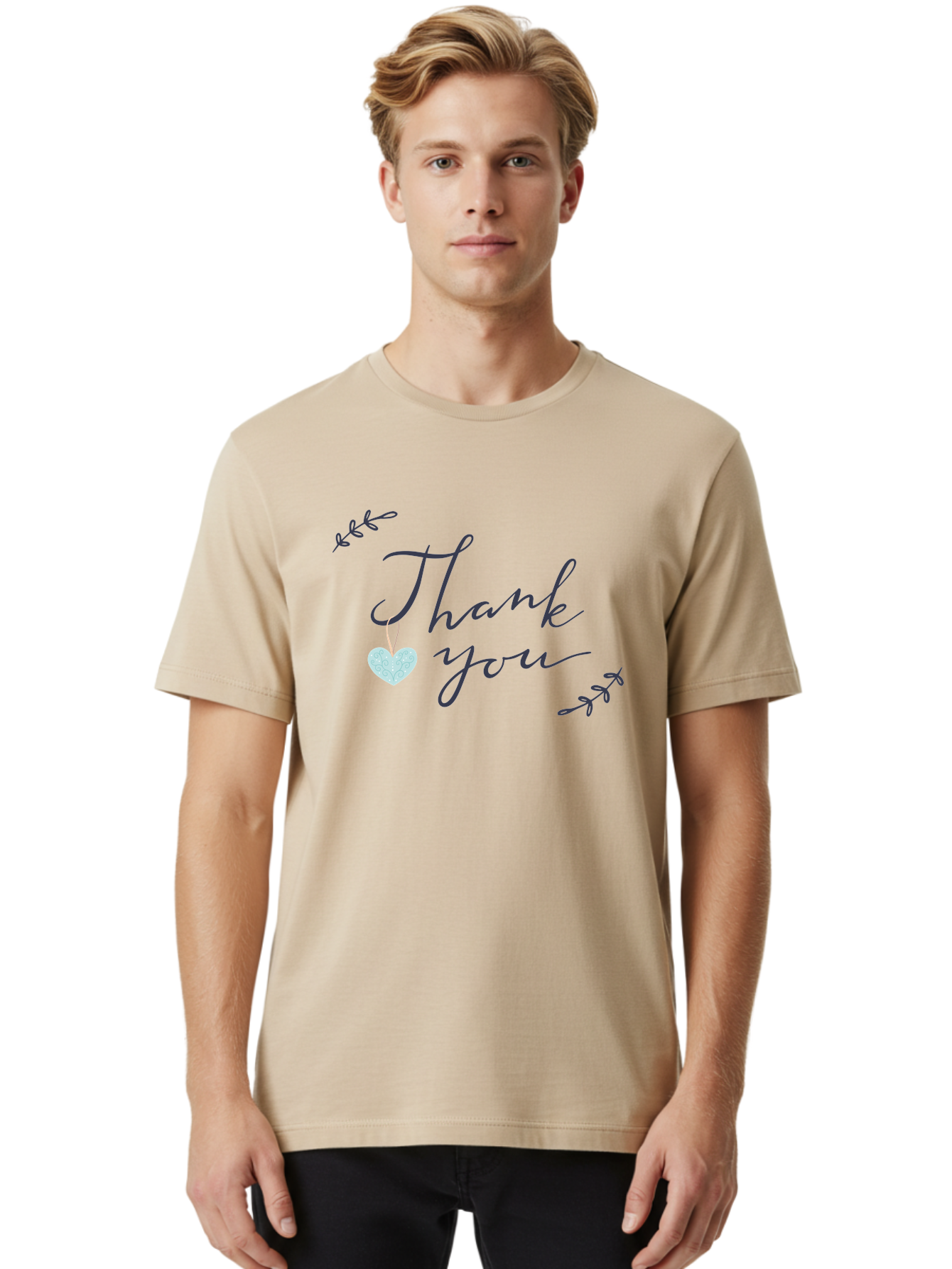 Thank-You-1 Men'S Graphic Tee, 100% Cotton, Comfortable Casual Summer Wear, Machine Washable, Thank You Message, Gratitude, Appreciation, Heart Symbol, Love, Kindness, Positive Vibes, Sweet Gesture, Purple Script, Glittery Heart Aac124