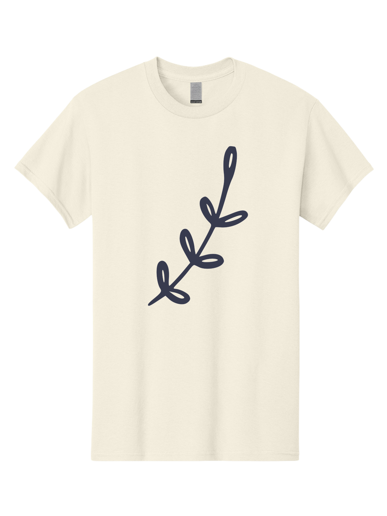 Three-Leaf-Stem Men'S Graphic Tee, 100% Cotton, Comfortable Casual Summer Wear, Machine Washable, Simple Drawing, Minimalistic Art, Abstract Design, Oval Shapes, Leafy Stem, Dark Gray Lines, Modern Illustration, Stylized Plant Aac126