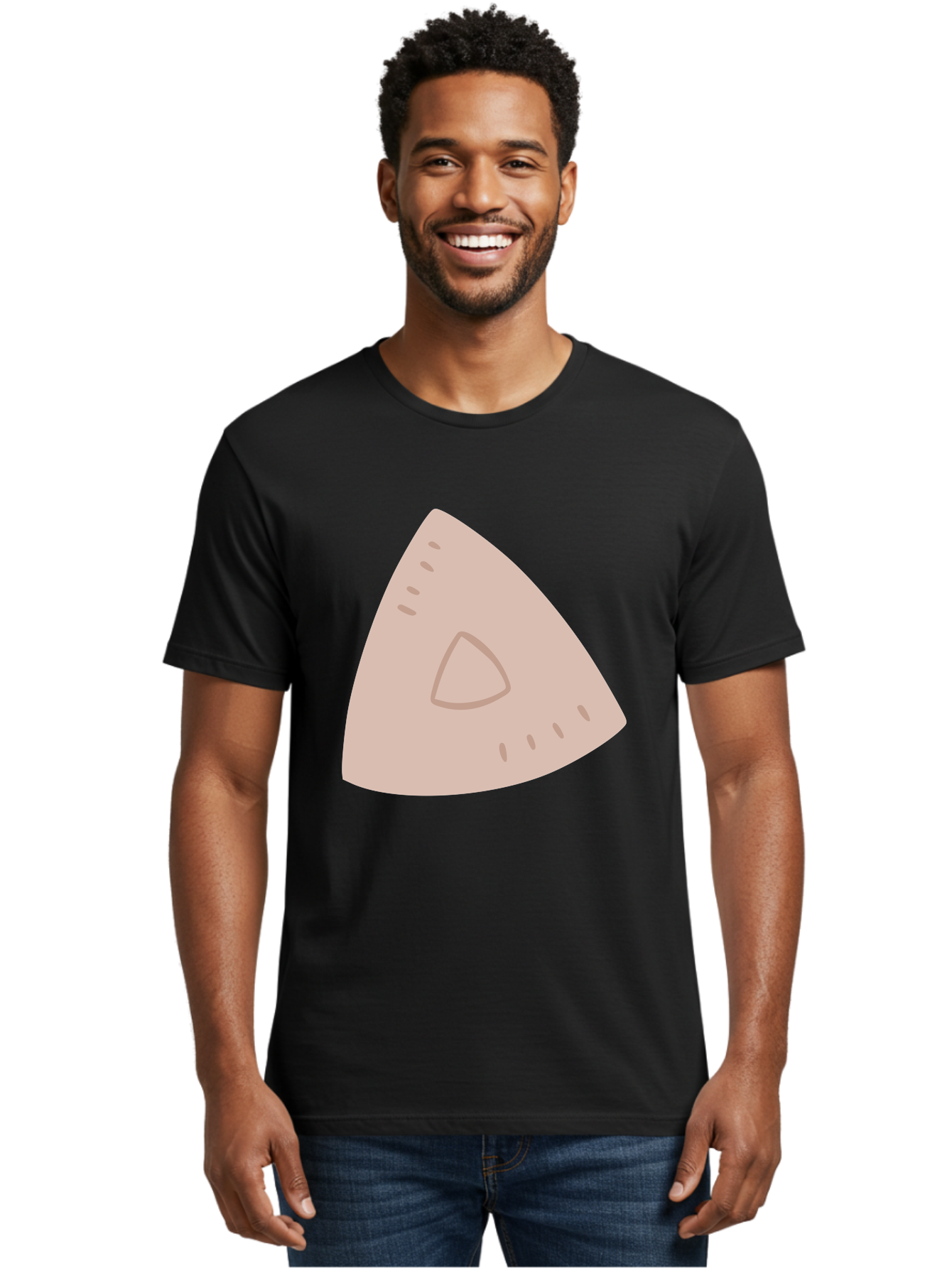 Triangle Men'S Graphic Tee, 100% Cotton, Comfortable Casual Summer Wear, Machine Washable, Tricorn Hat, Pirate Hat, Historical Fashion, 18Th Century Style, Cartoon Illustration, Minimalist Design, Simple Shapes, Muted Colors, Vintage Accessory Aac129